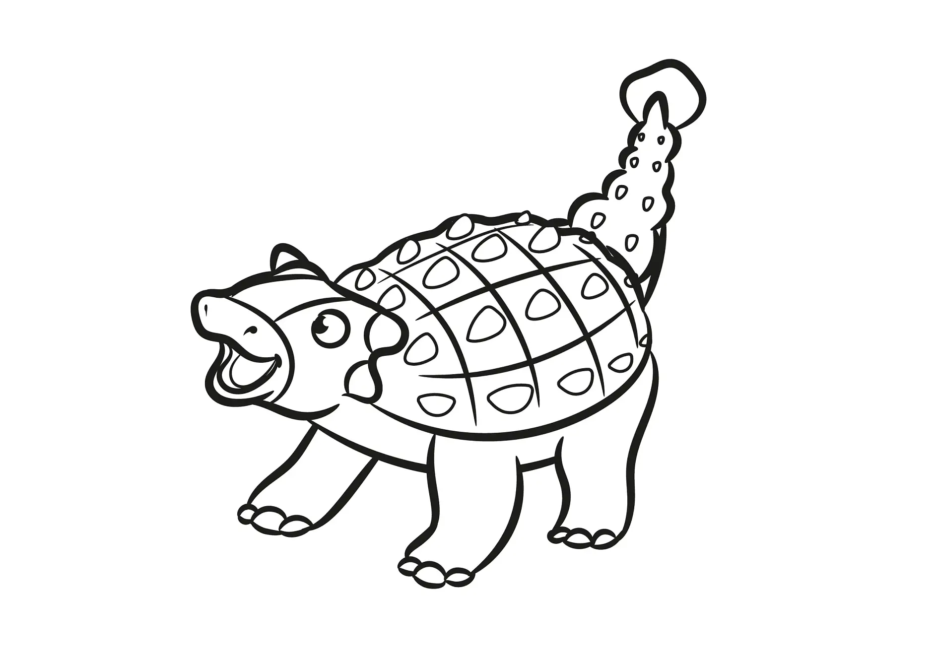 Ausmalbild Ankylosaurus mit lächelndem Gesicht