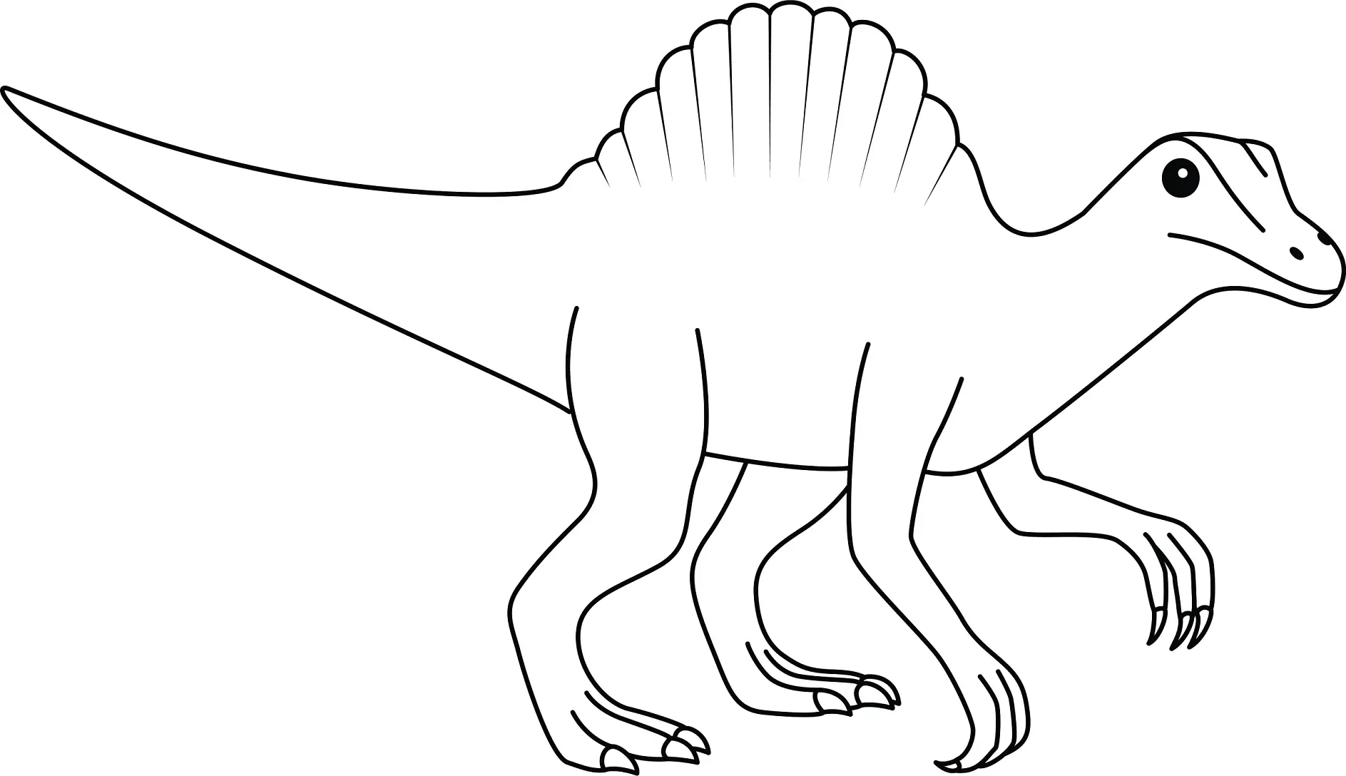 Ausmalbild Spinosaurus in Seitenansicht