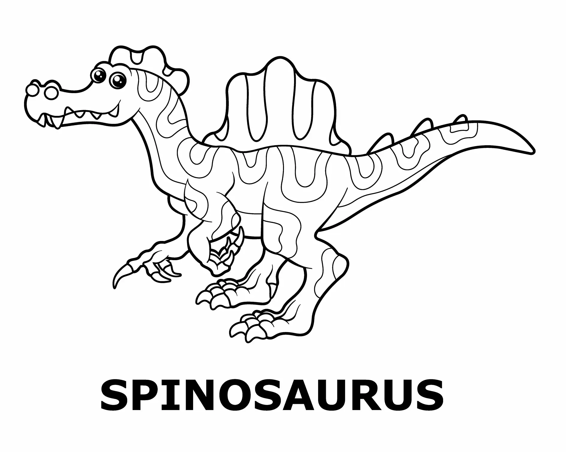 Ausmalbild Spinosaurus mit großen Augen