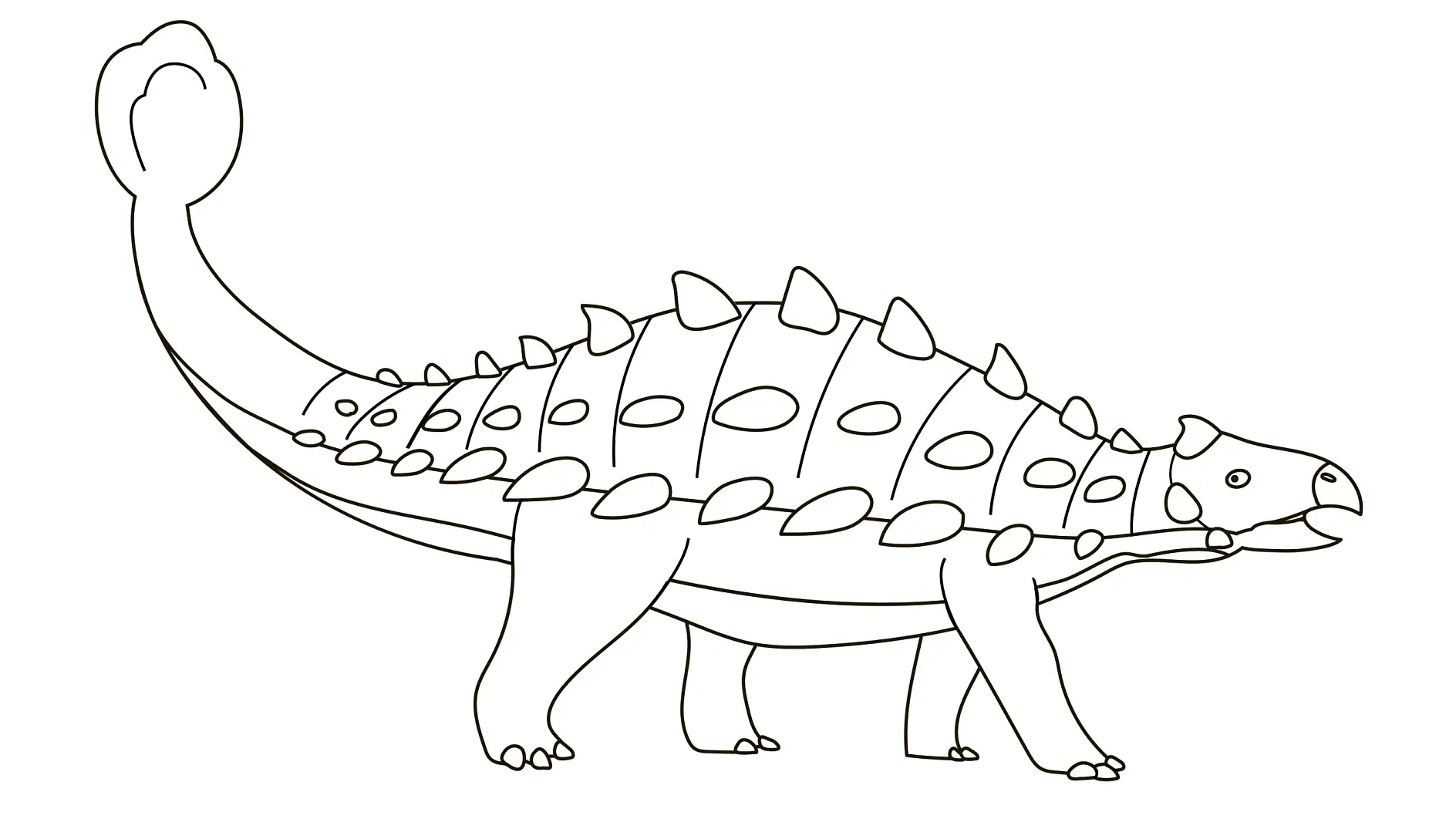 Ausmalbild Ankylosaurus mit Panzer und Keulenschwanz