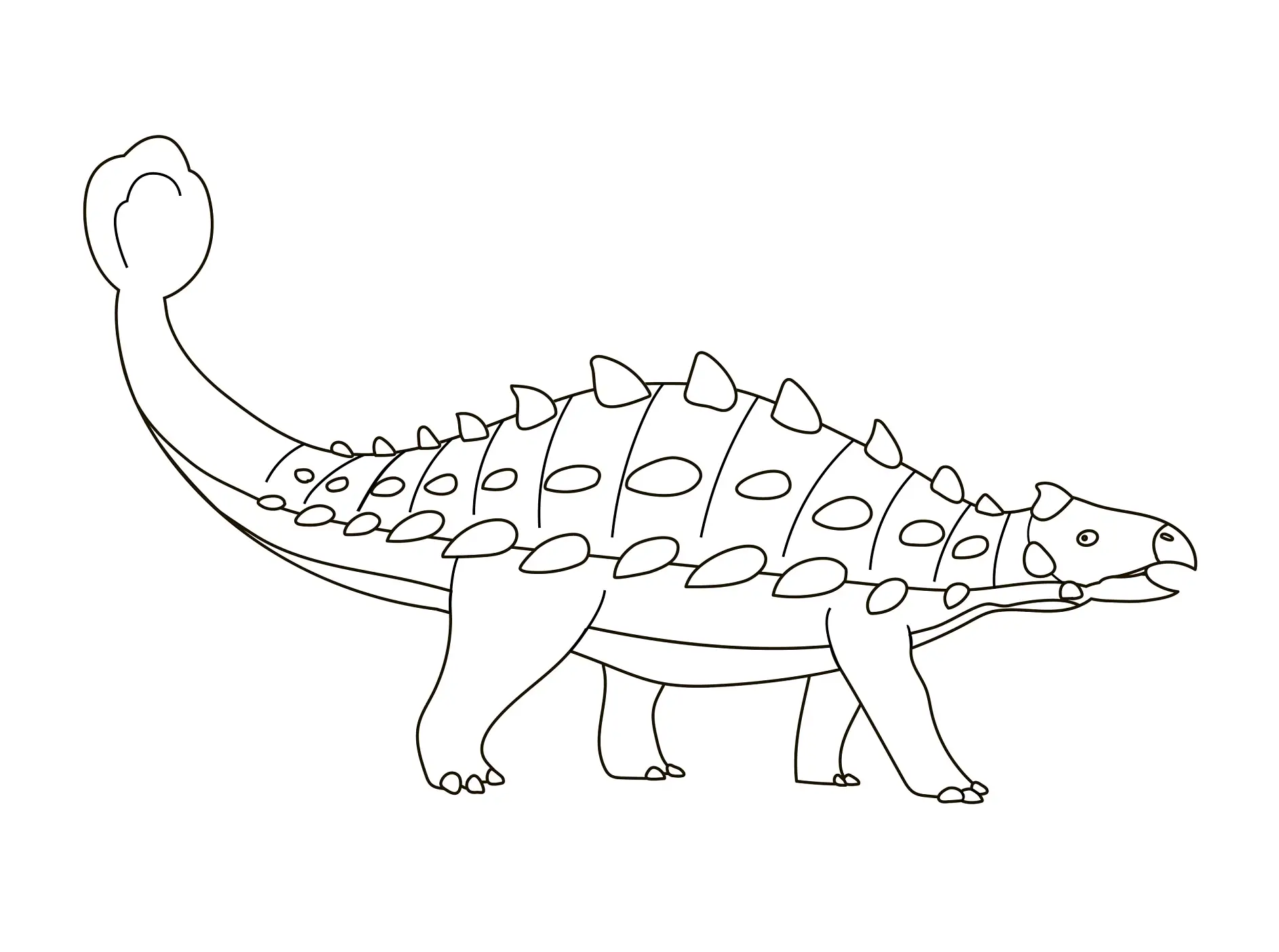 Ausmalbild Ankylosaurus mit Panzer und Keulenschwanz