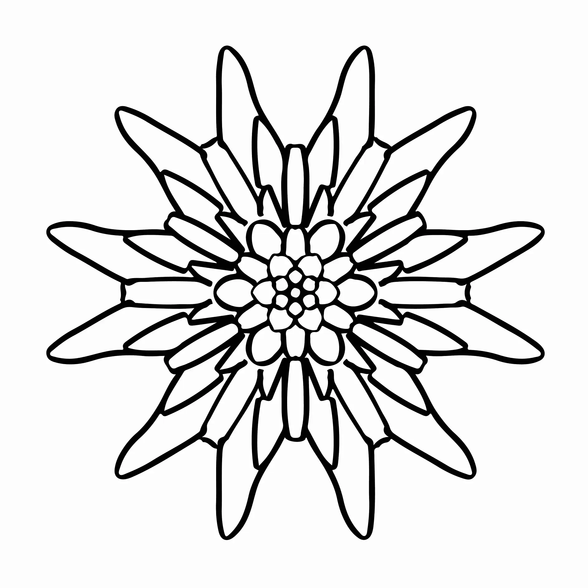 Schneeflockenblume mit geometrischen Mustern