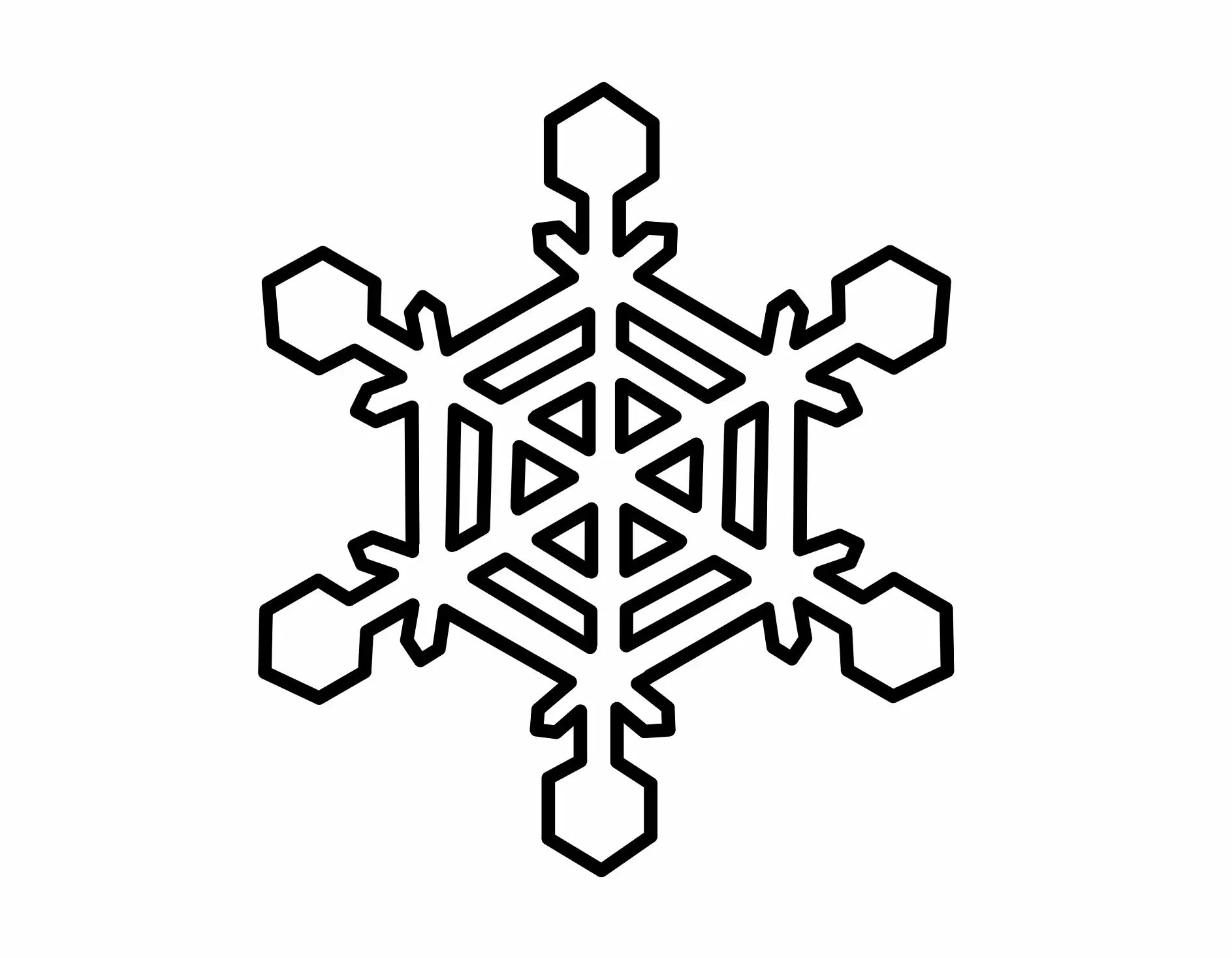 Symmetrische sechseckige Schneeflocke mit dicken Linien