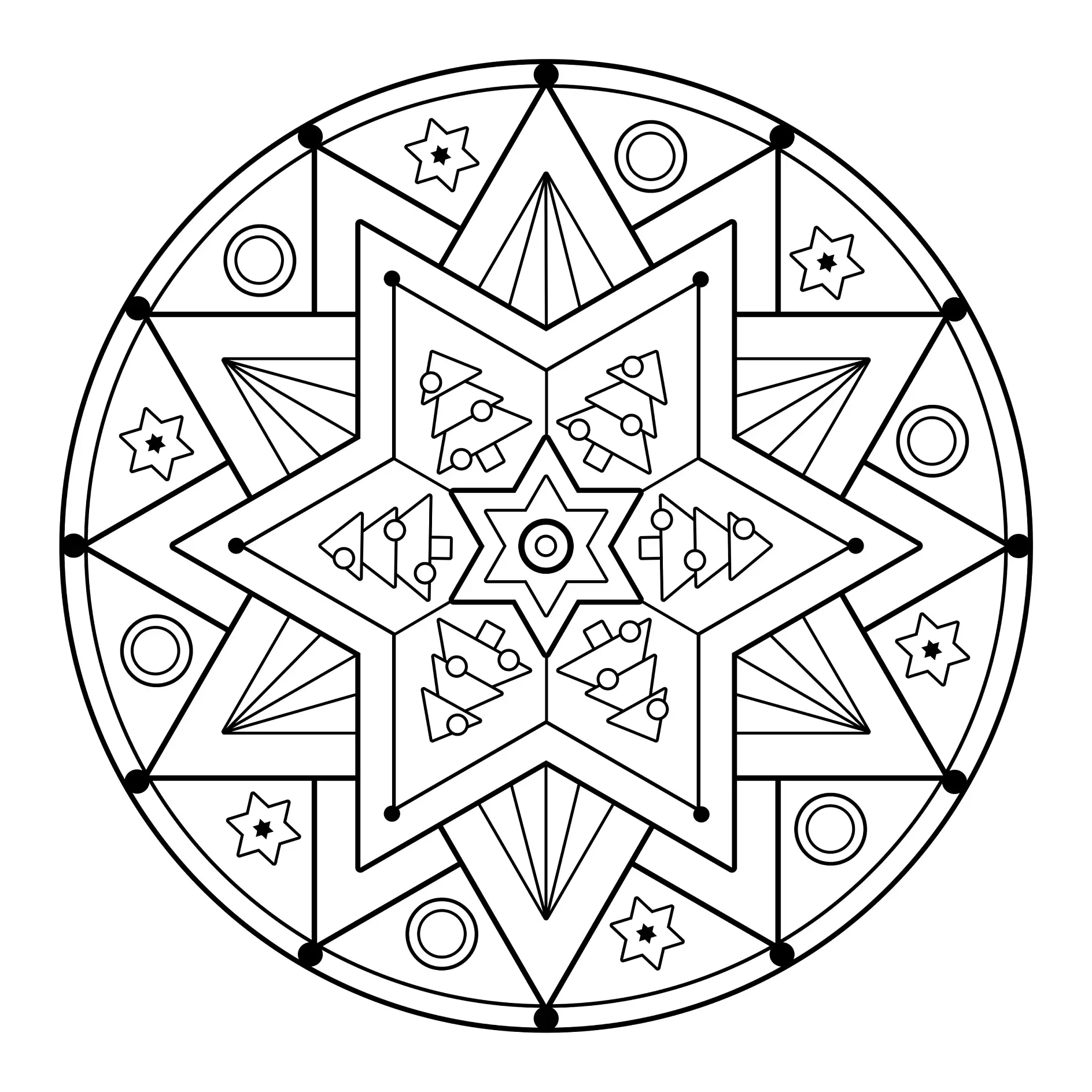 Runde Stern-Mandala mit geometrischen Mustern