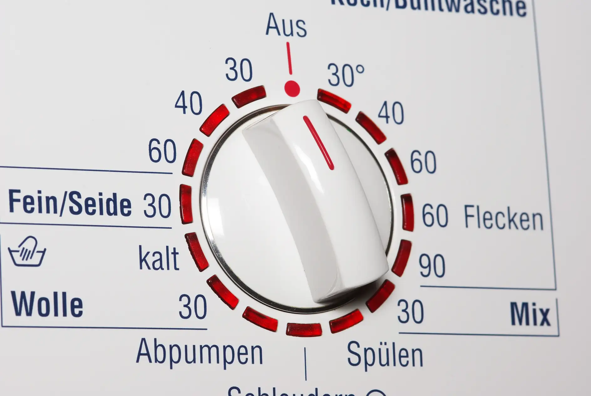 Waschmaschine auf 30 Grad Modus eingestellt