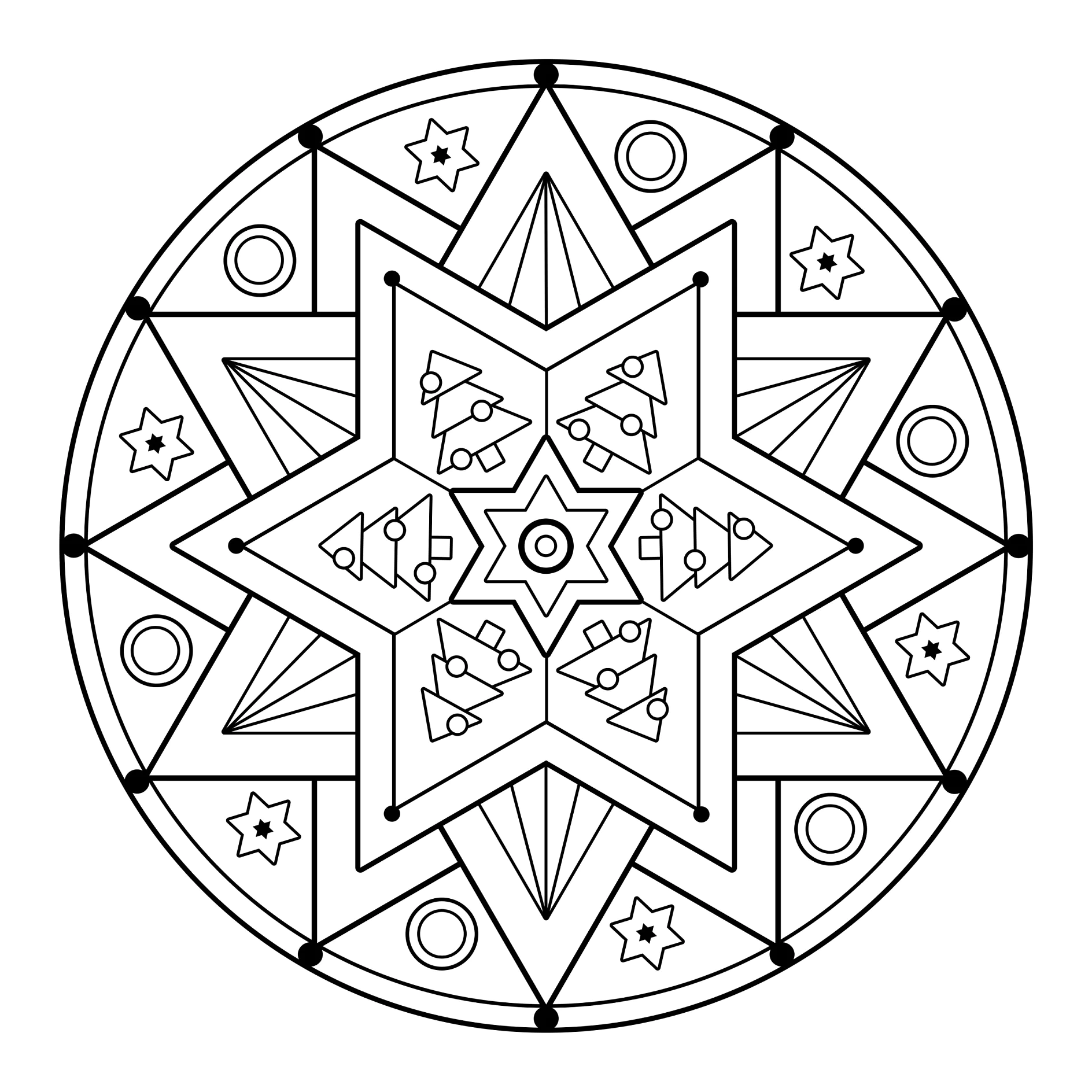 Runde Stern-Mandala mit geometrischen Mustern