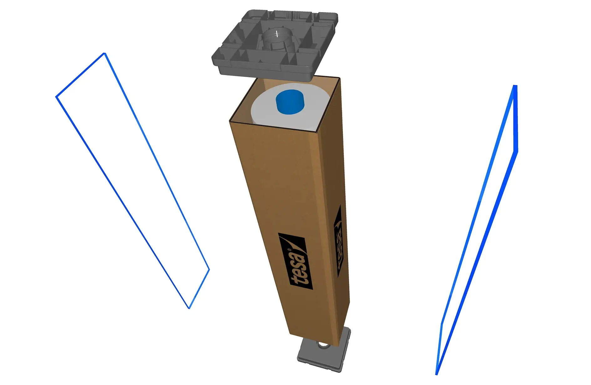 End walls are used in tesa plants to safely pack large industrial adhesive tape rolls for transport