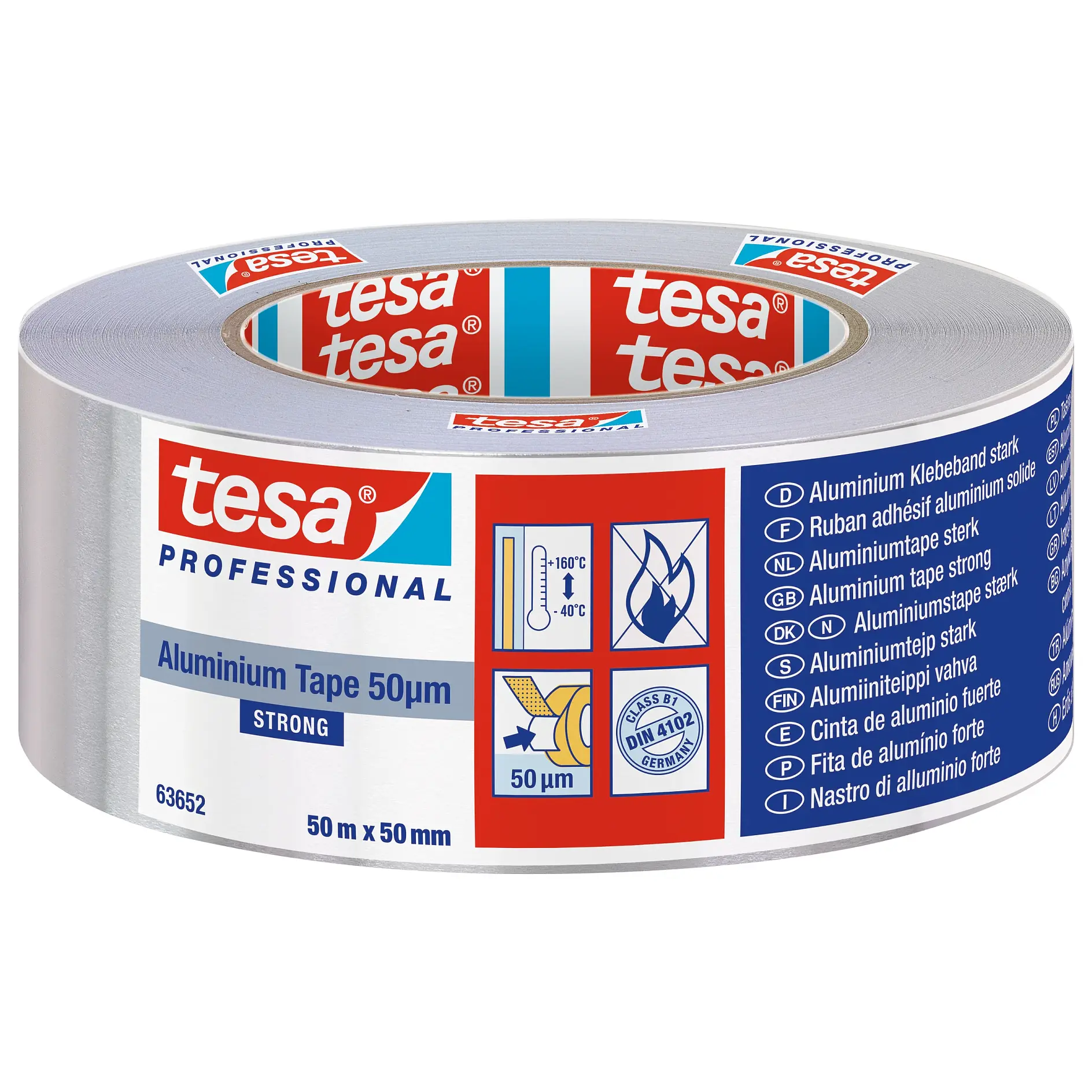 [en-en] tesa Professional Aluminium tape with liner, 50m x 50mm