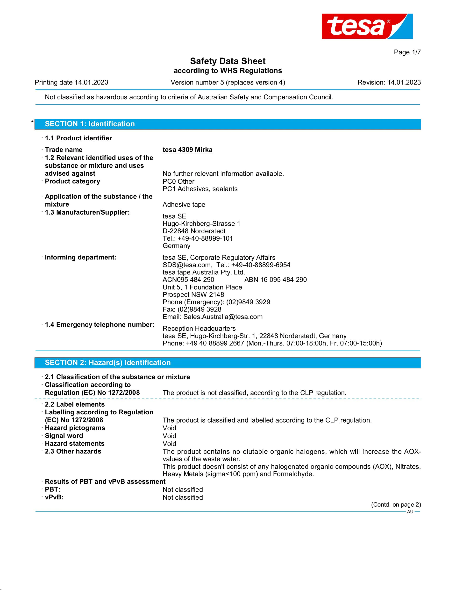 Safety data sheet_tesa® 04309_en-AU_v5