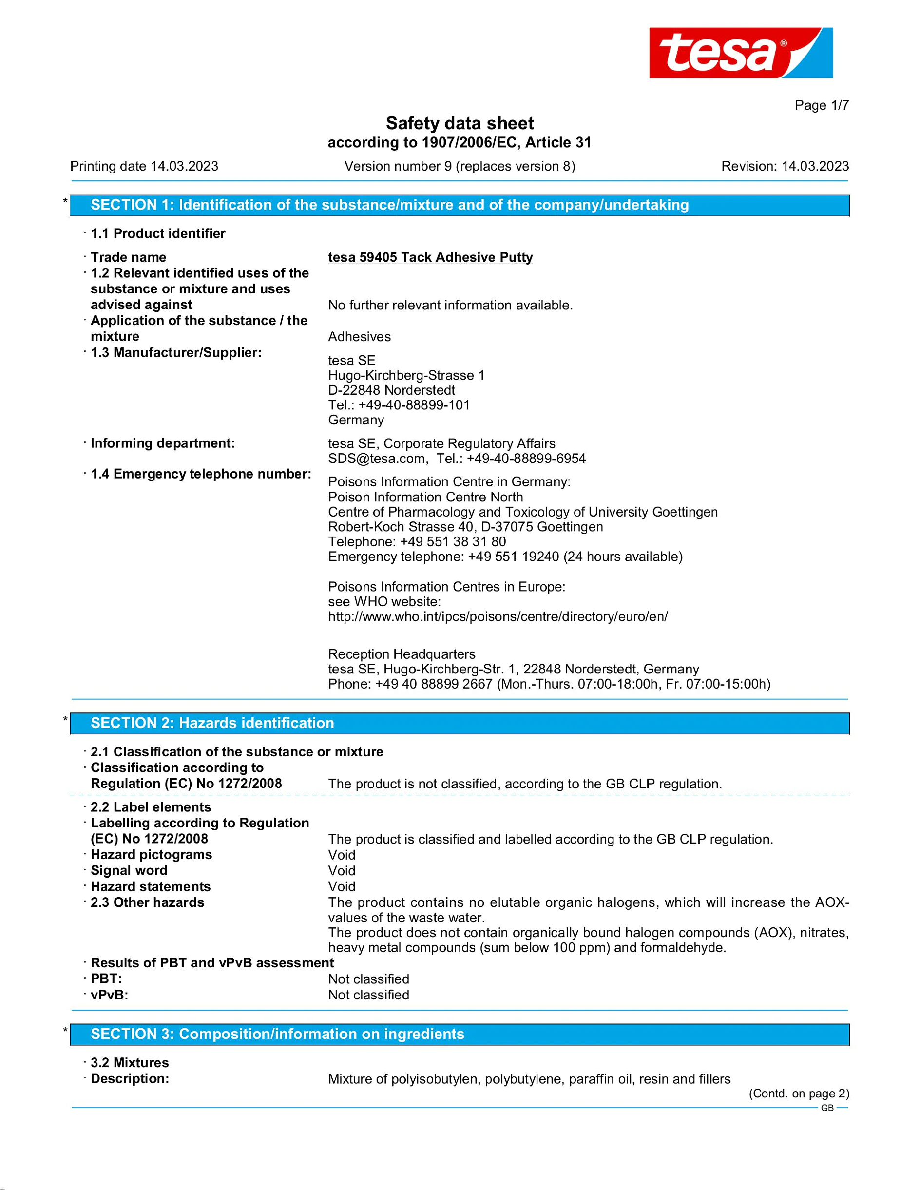 Safety data sheet_tesa® Tack 59405_en-GB_v9