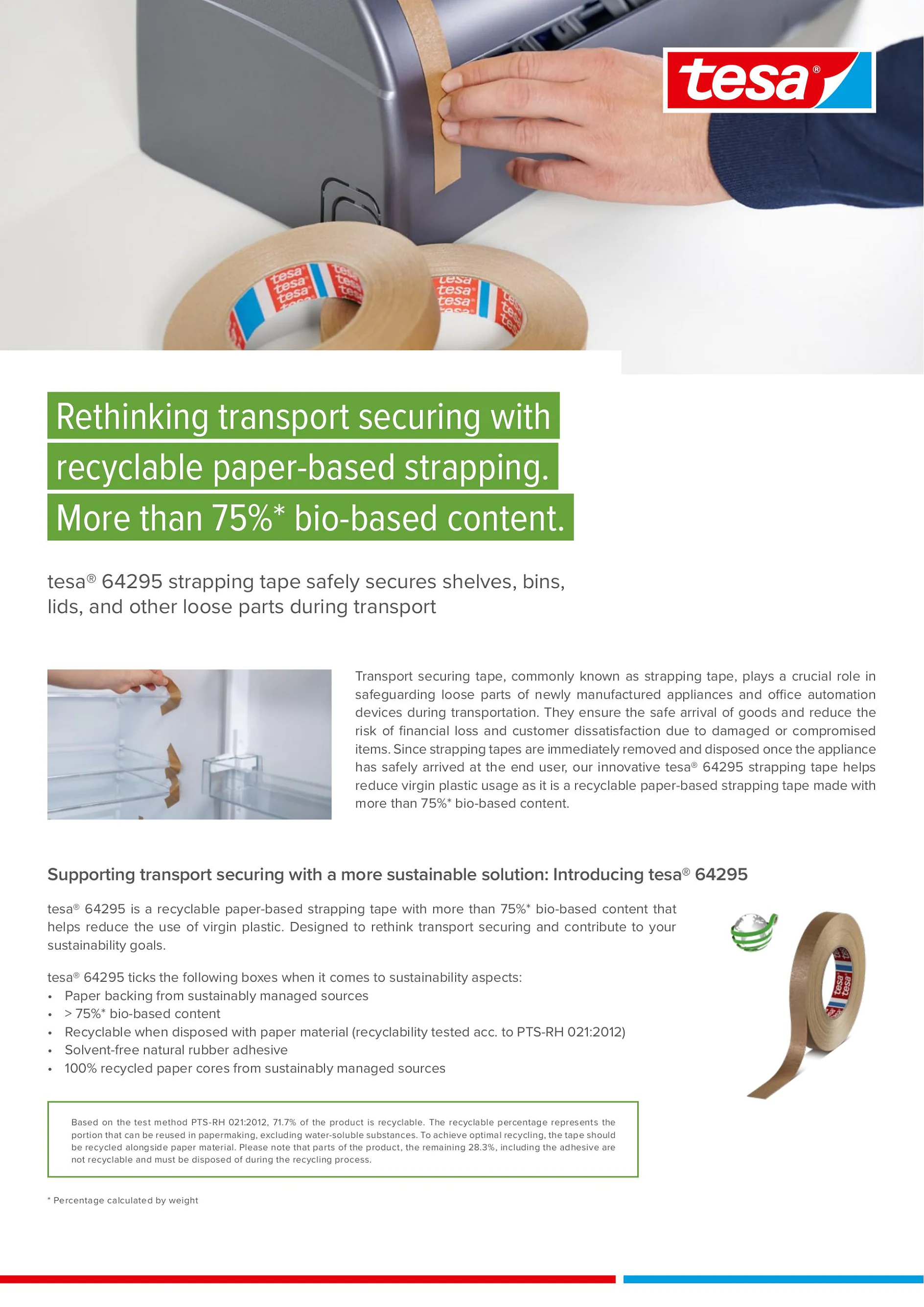 Home Appliances - paper-based strapping tape tesa® 64295 for transport securing