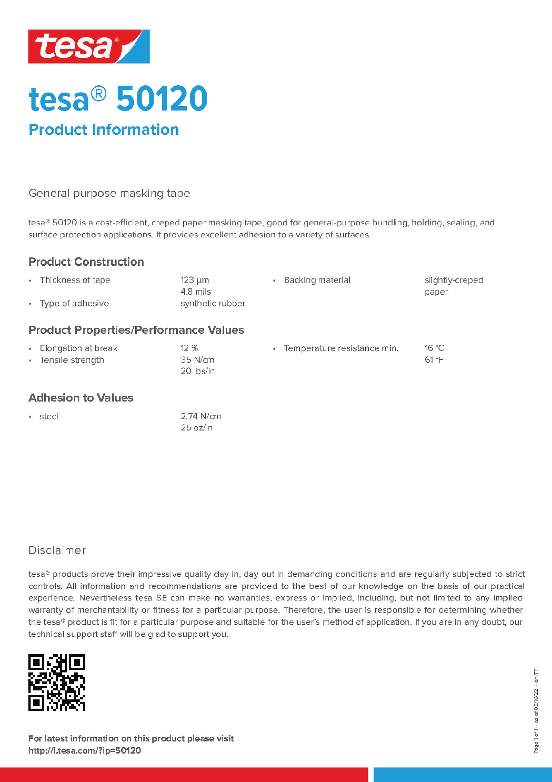 Tesa 50120 General Purpose Masking Tape - Chemical Concepts