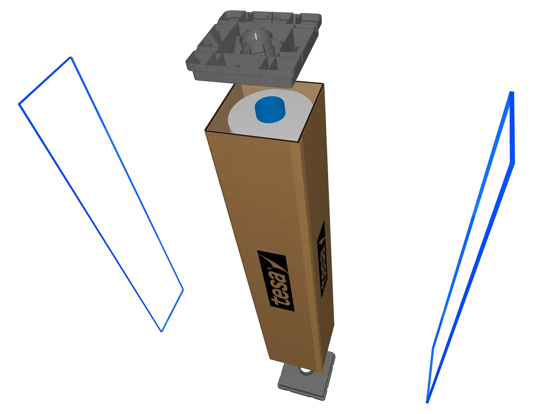 End walls are used in tesa plants to safely pack large industrial adhesive tape rolls for transport