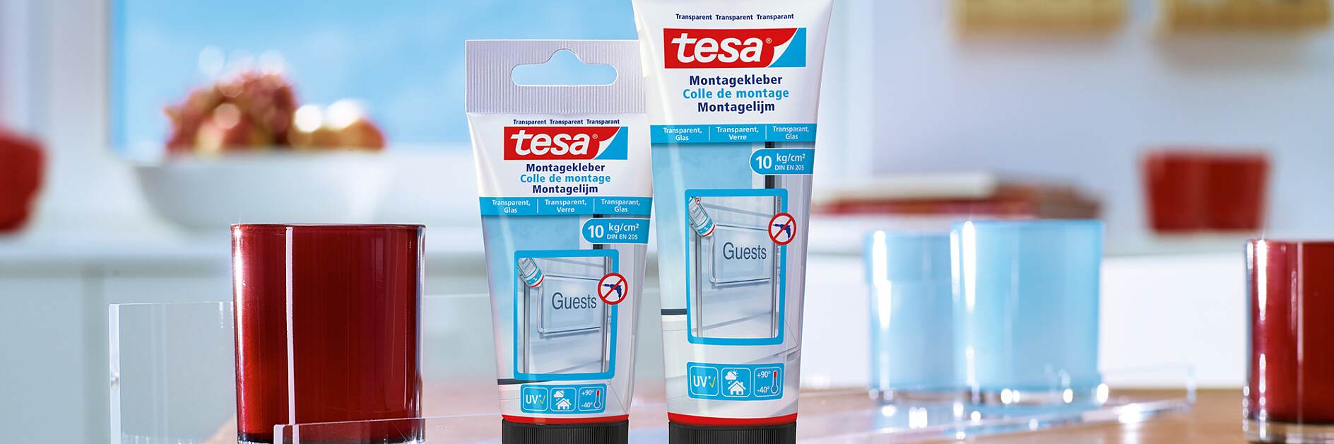 Using tesa® Mounting Glue for Transparent & Glass 10kg/cm² - tesa