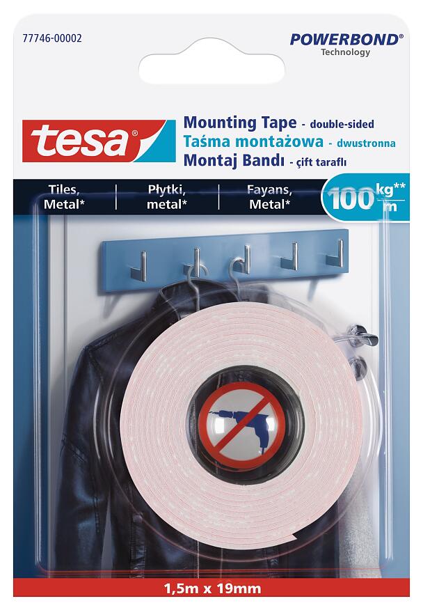 Hulpeloosheid Zelden Pluche pop tesa® Mounting Tape for Tiles & Metal 100kg/m - tesa