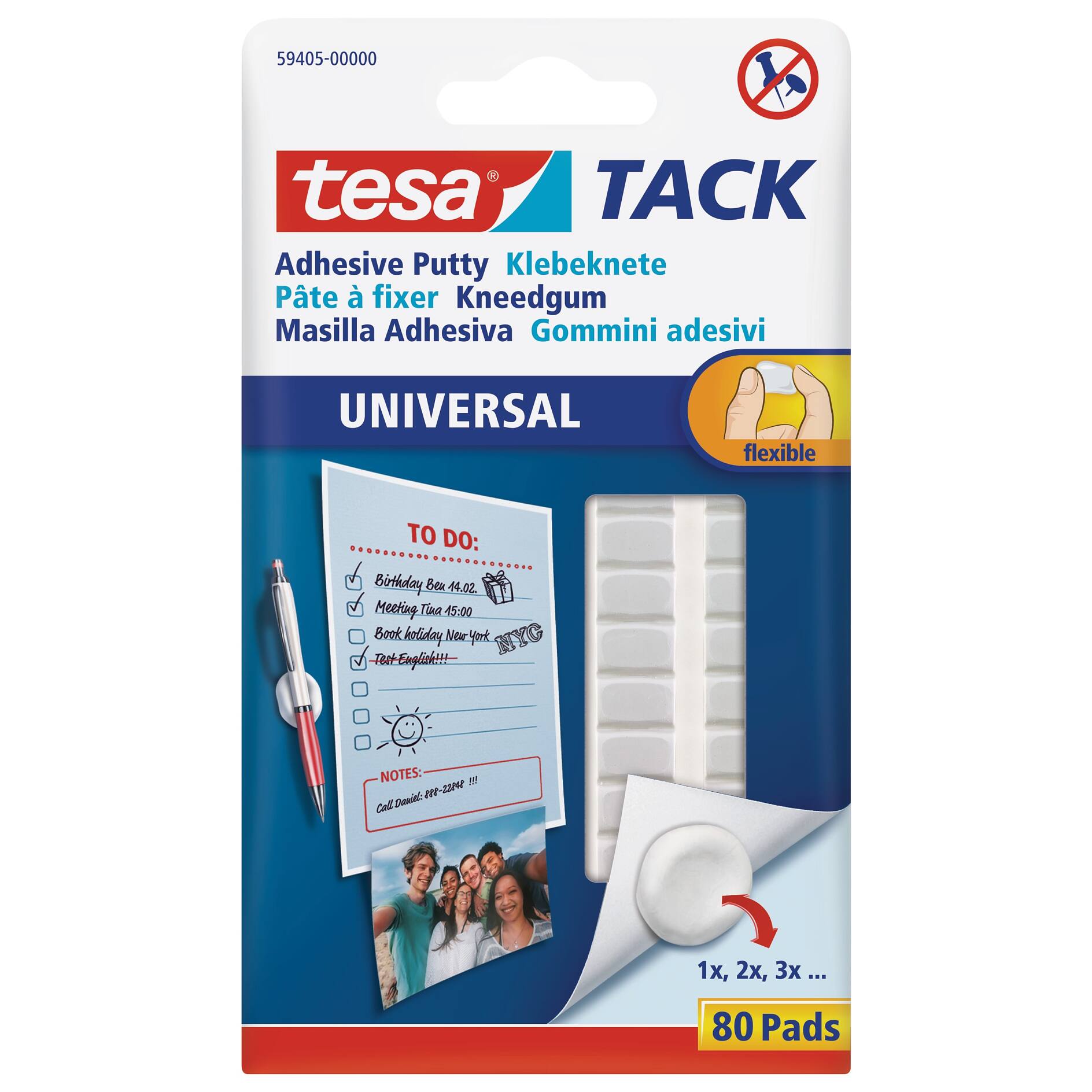 tesa® TACK Klebepads XL, 3cm², wiederverwendbar, transparent