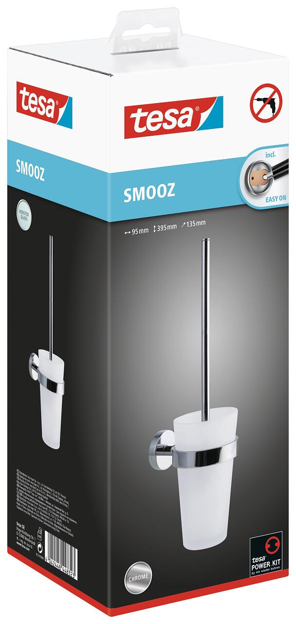 tesa® SMOOZ Toilet Brush Set, Self-Adhesive, Chromed Metal - tesa