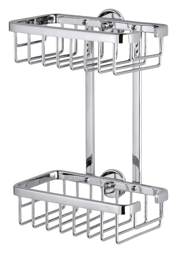 tesa® Baath Stick-On Shower Caddy, Self-Adhesive, Chromed Metal - tesa