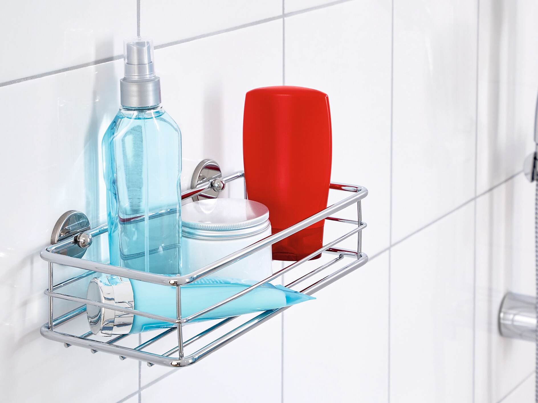 Home Basics Chrome Plated Steel Shower Caddy With Wash Cloth Bar, SHOWER