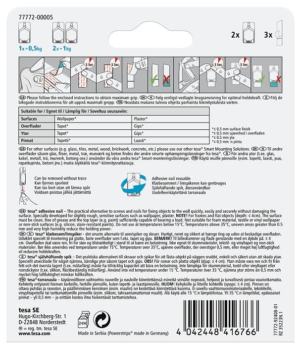 tesa® Adhesive Strips for Wallpaper & Plaster 1kg - tesa