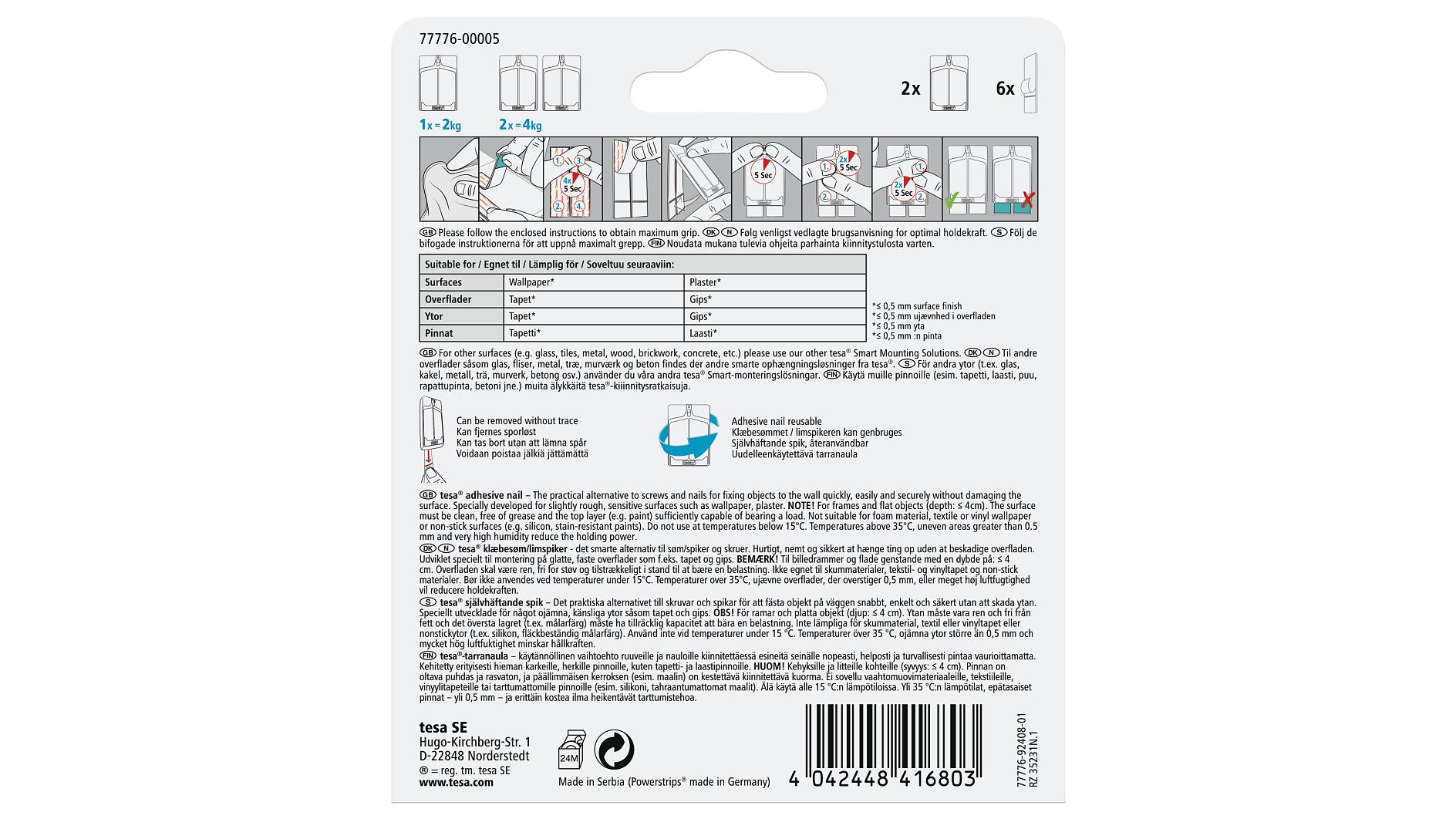 tesa® Adhesive Strips for Wallpaper & Plaster 1kg - tesa