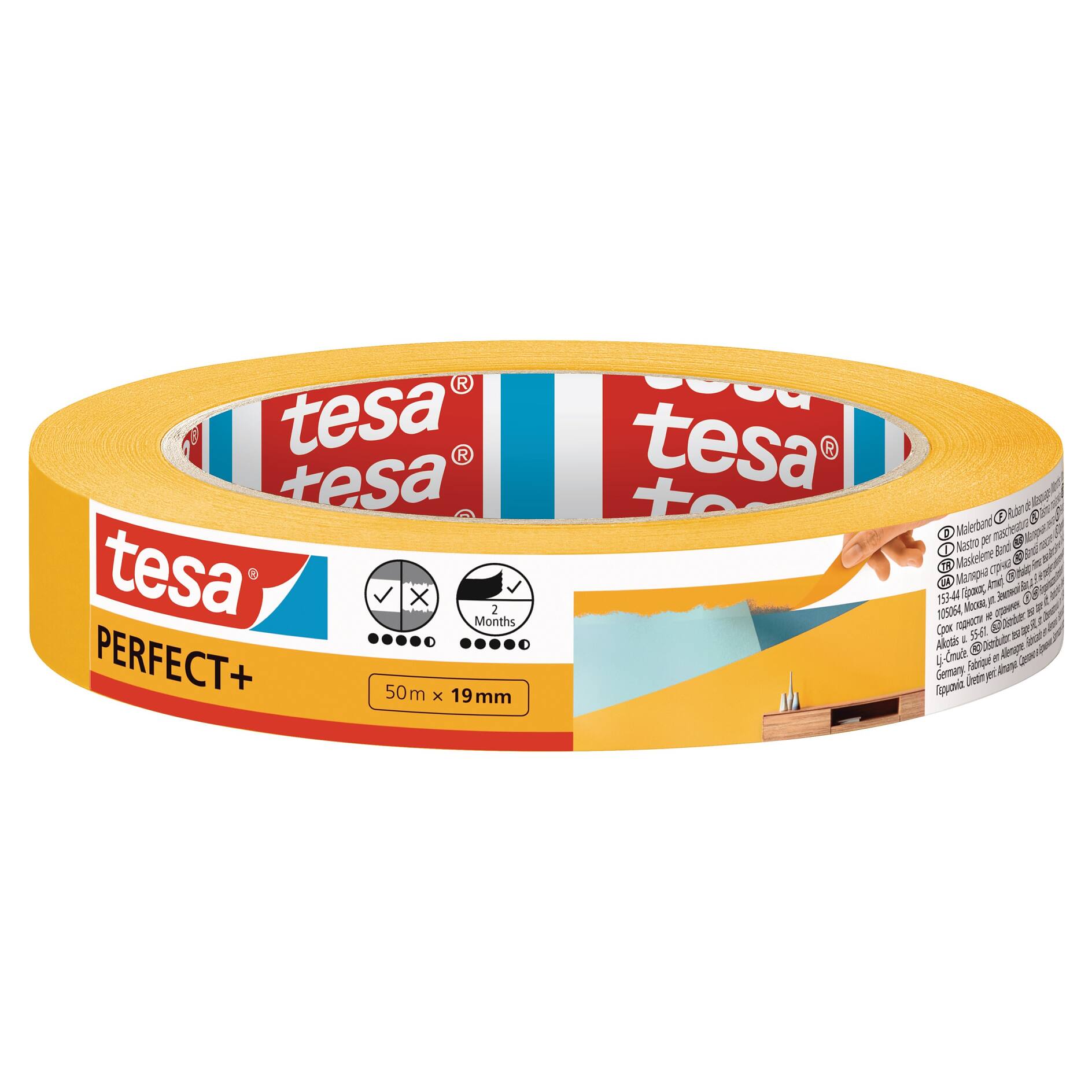 tesa Masking Tape Economy EcoLogo - Painters Tape, 4 Days Residue-Free  Removal, Without Solvent - Narrow, 2X 50m x 30 mm + 1x 50m x 19mm
