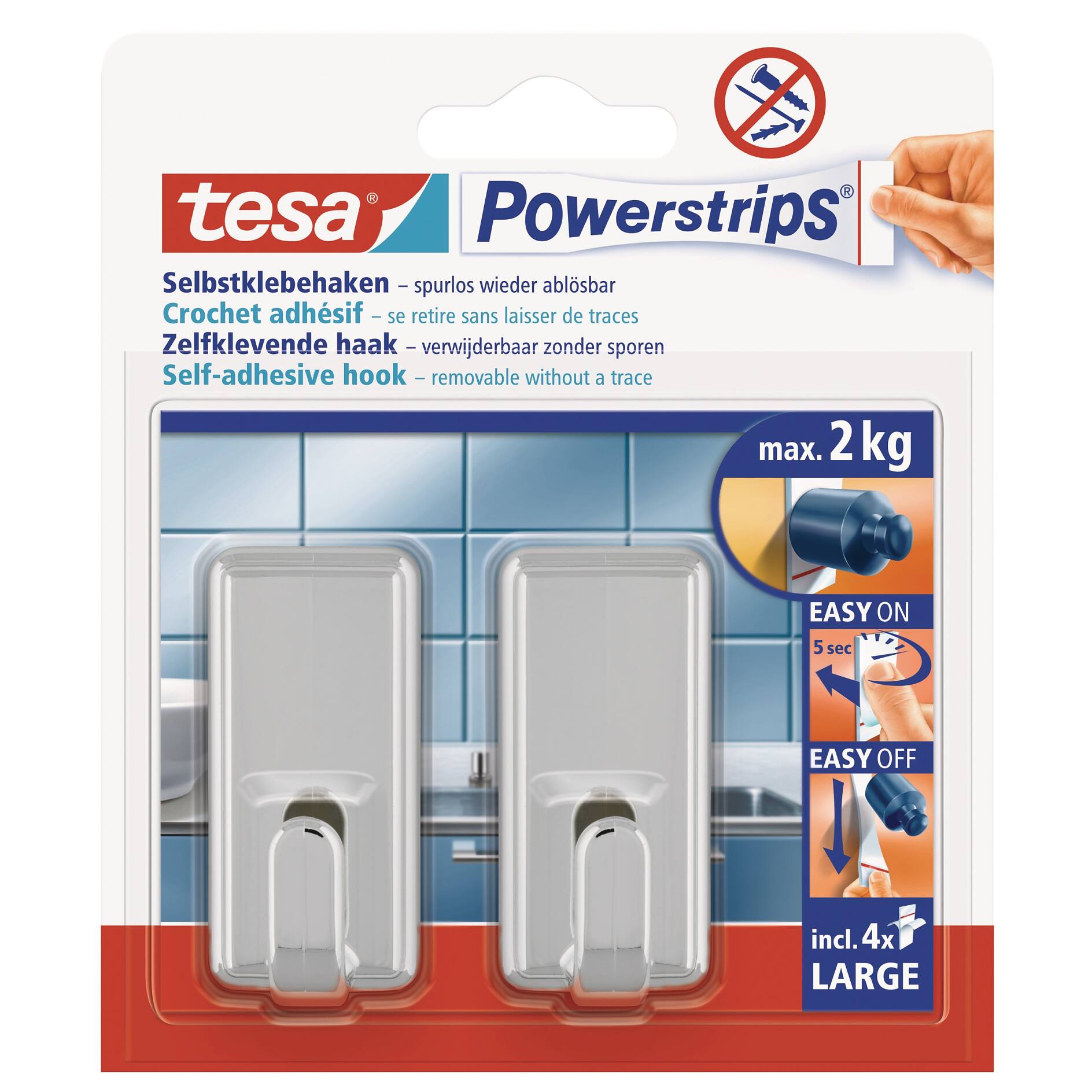 tesa® Powerstrips Self-Adhesive Deco Hooks Transparent - tesa