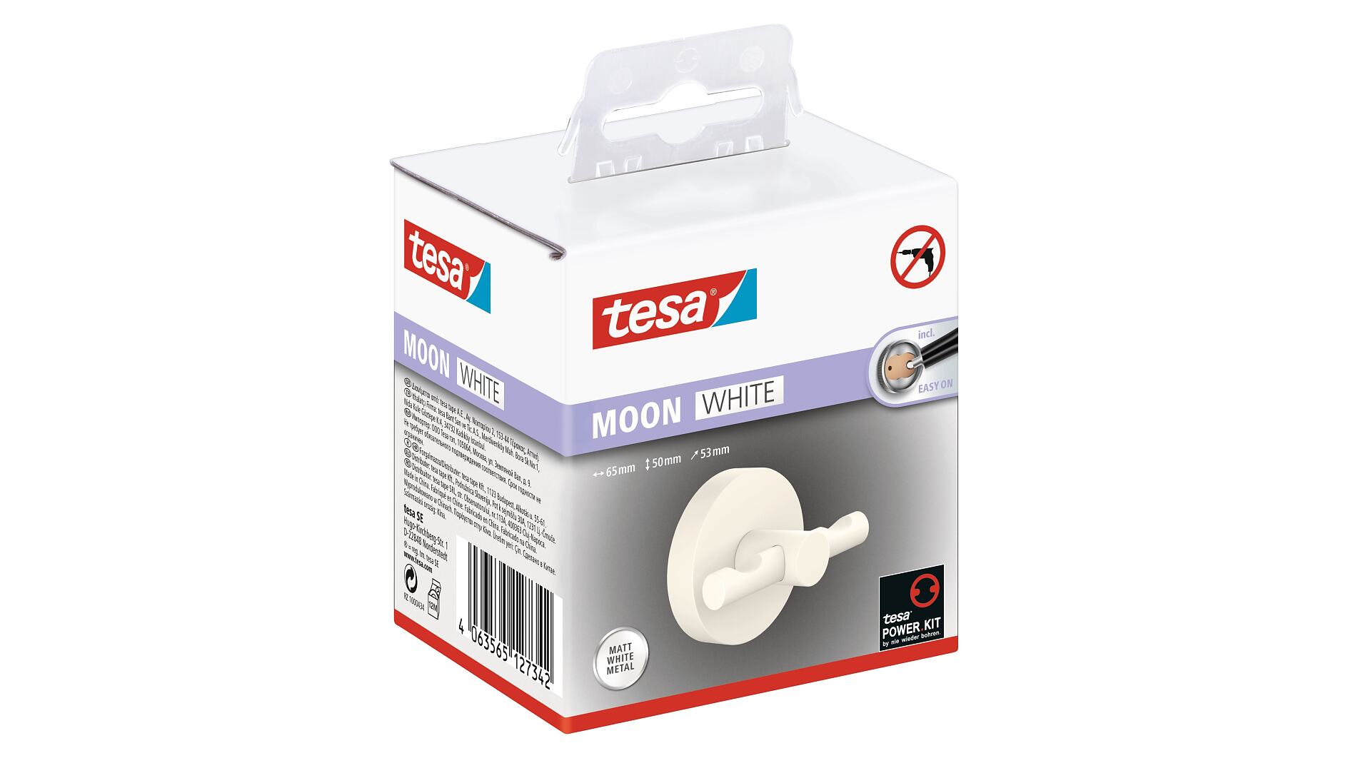 tesa 40312-00000-00 MOON Gobelet porte-brosse à dents colle argent, blanc  (satiné) Q159262