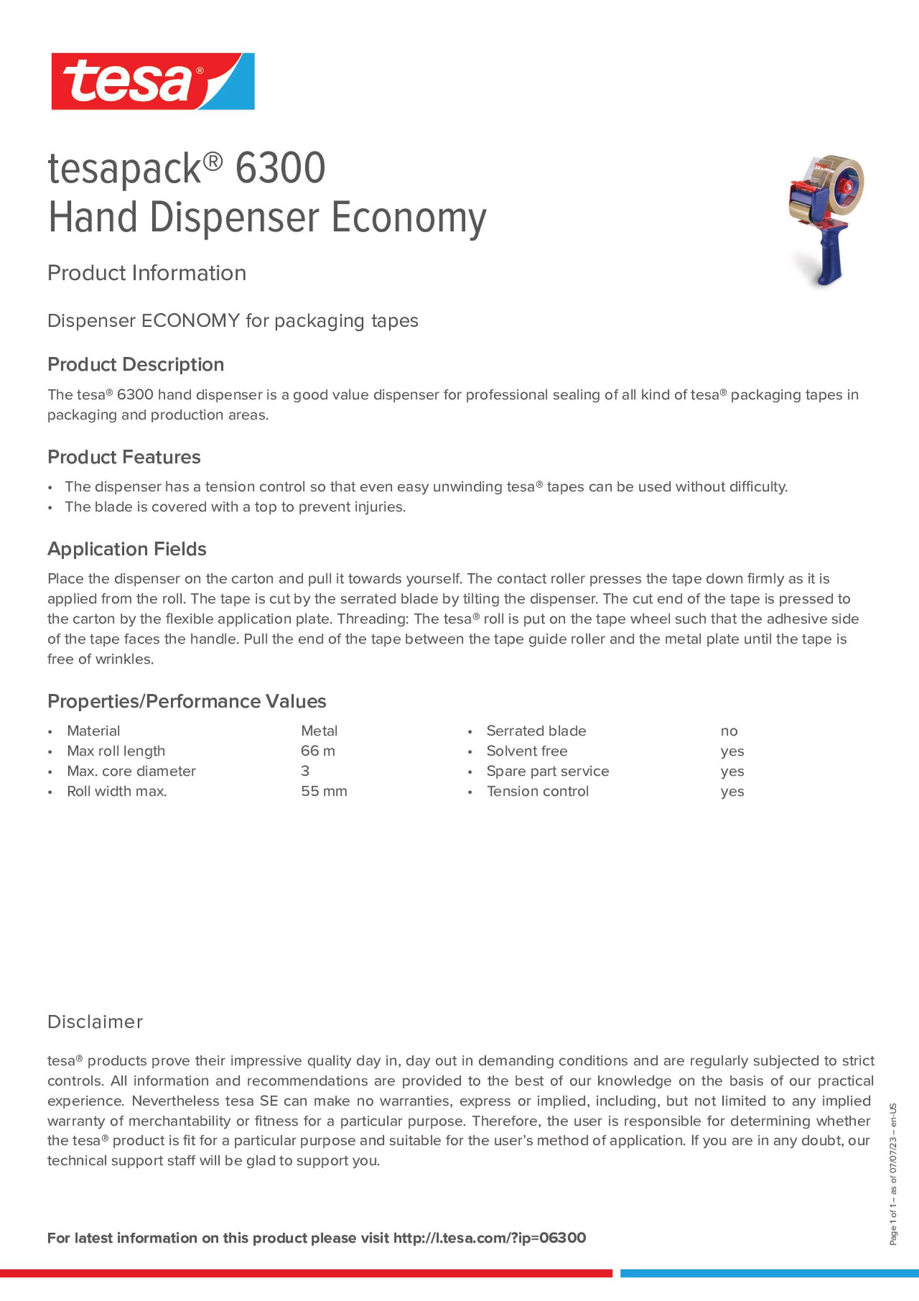 tesapack® 6300 Hand Dispenser Economy - tesa