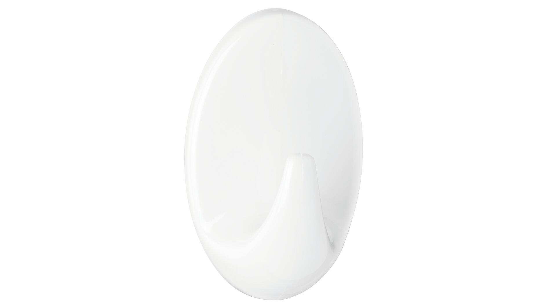 Adhesive Hooks in Oval Plastic with White Finish