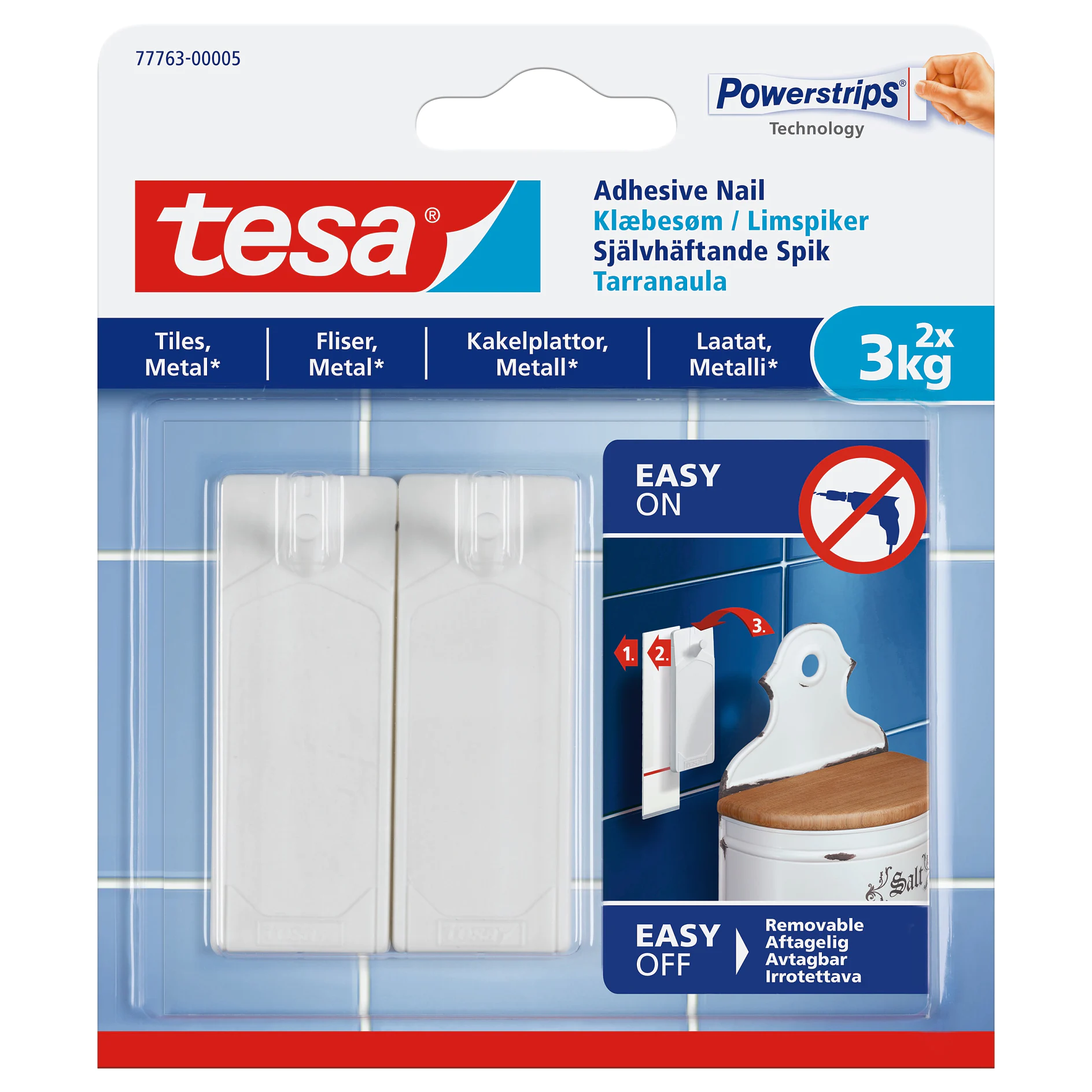 [en-en] tesa Smart Mounting system, adhesive nail for tiles 2 x 3kg