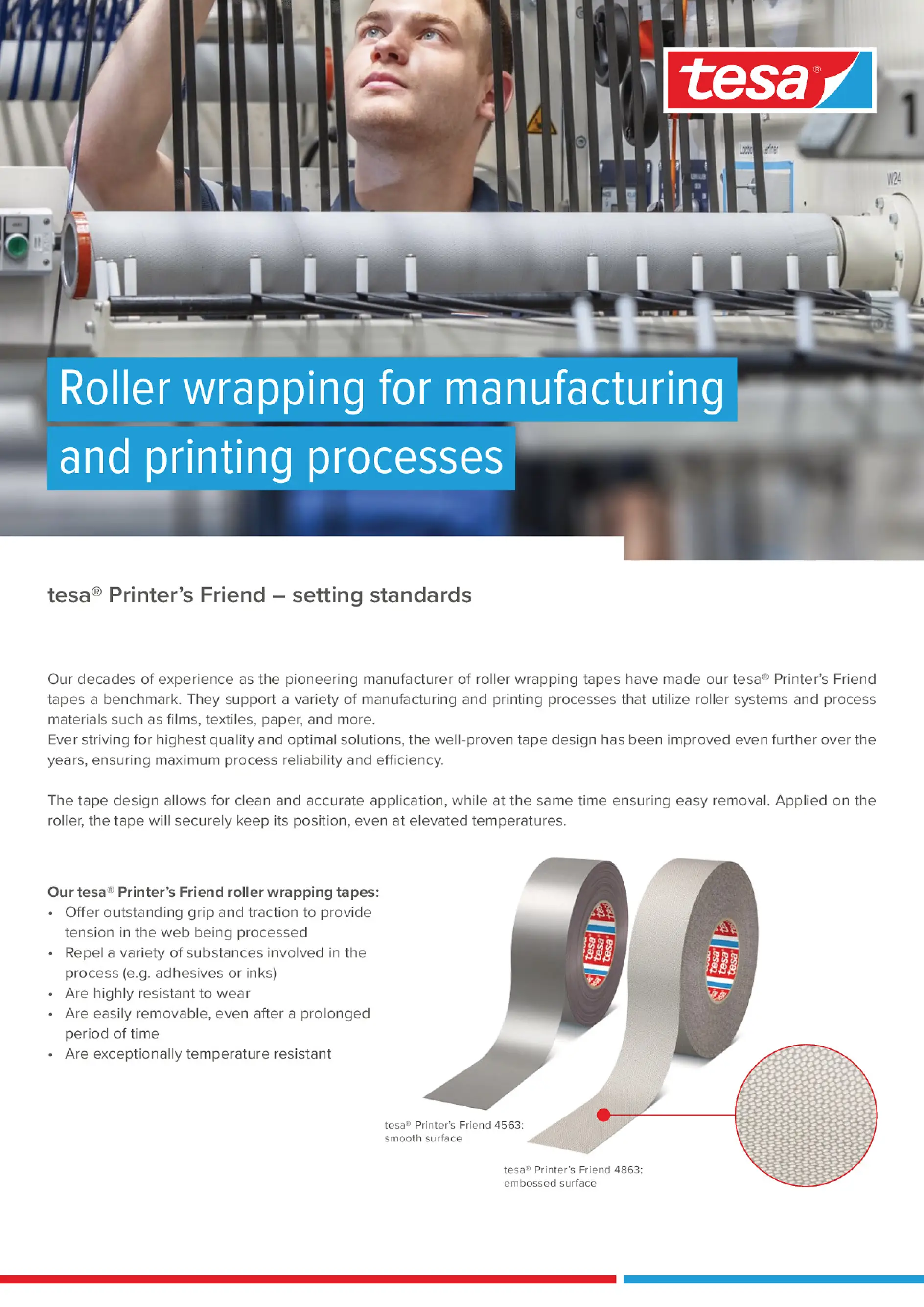 Roller wrapping for manufacturing and printing processes