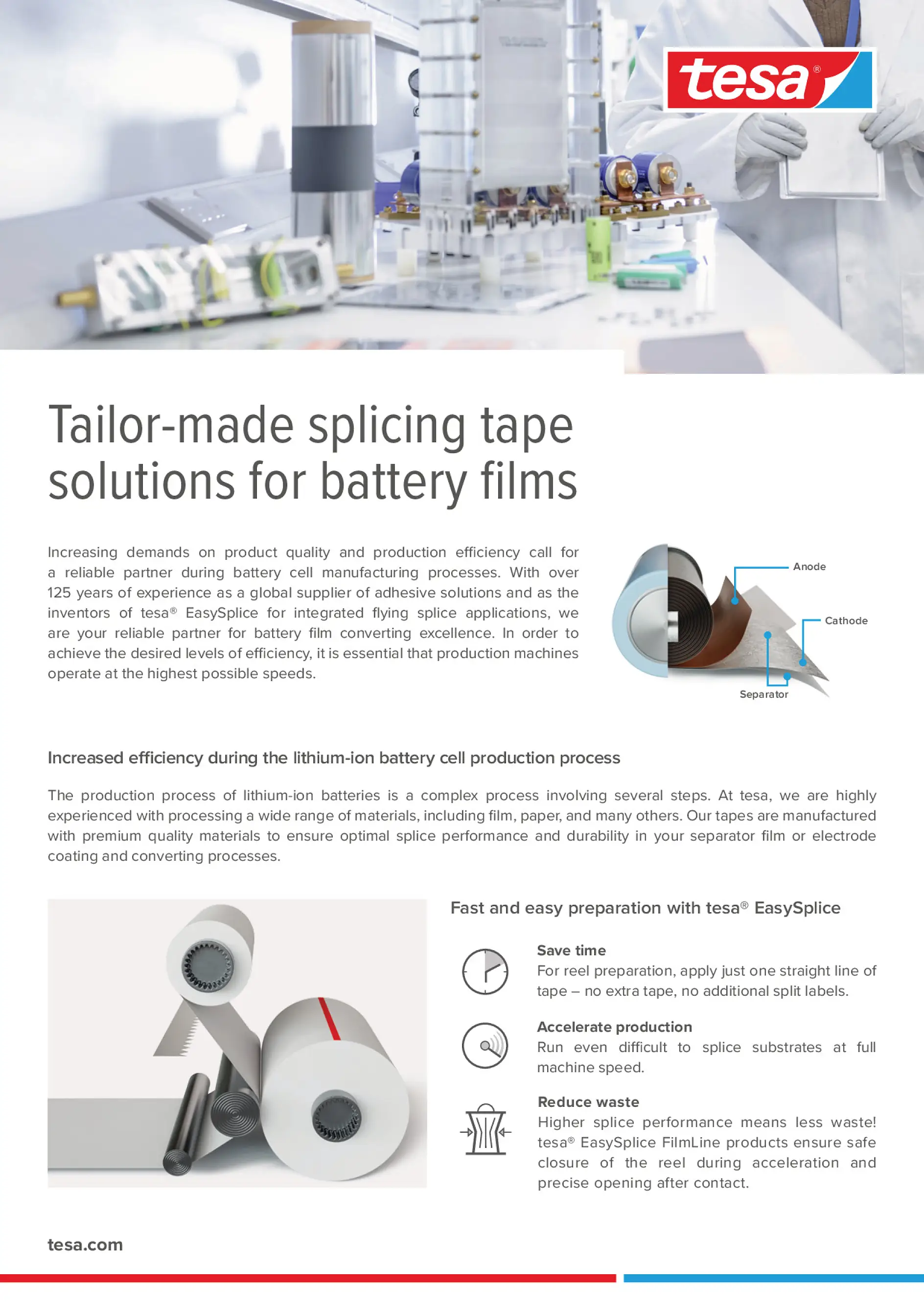 Splicing of films for battery production