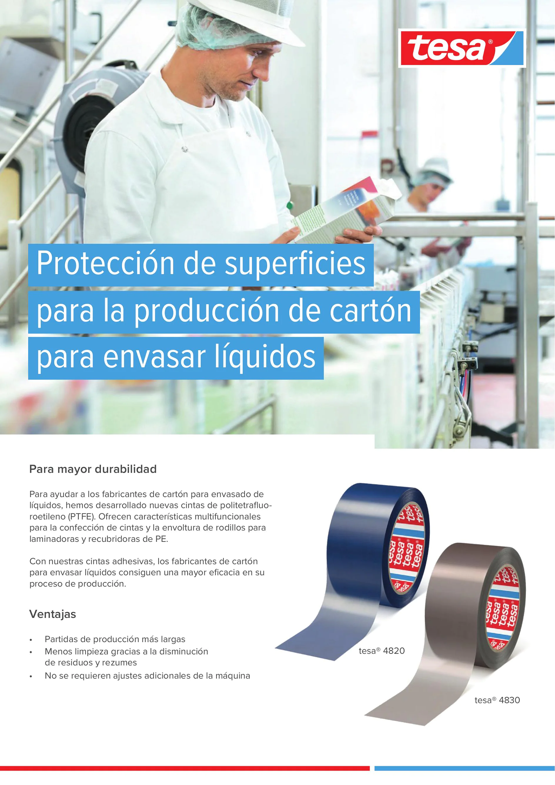 Protección de superficies para la producción de cartón para envasar líquidos V2