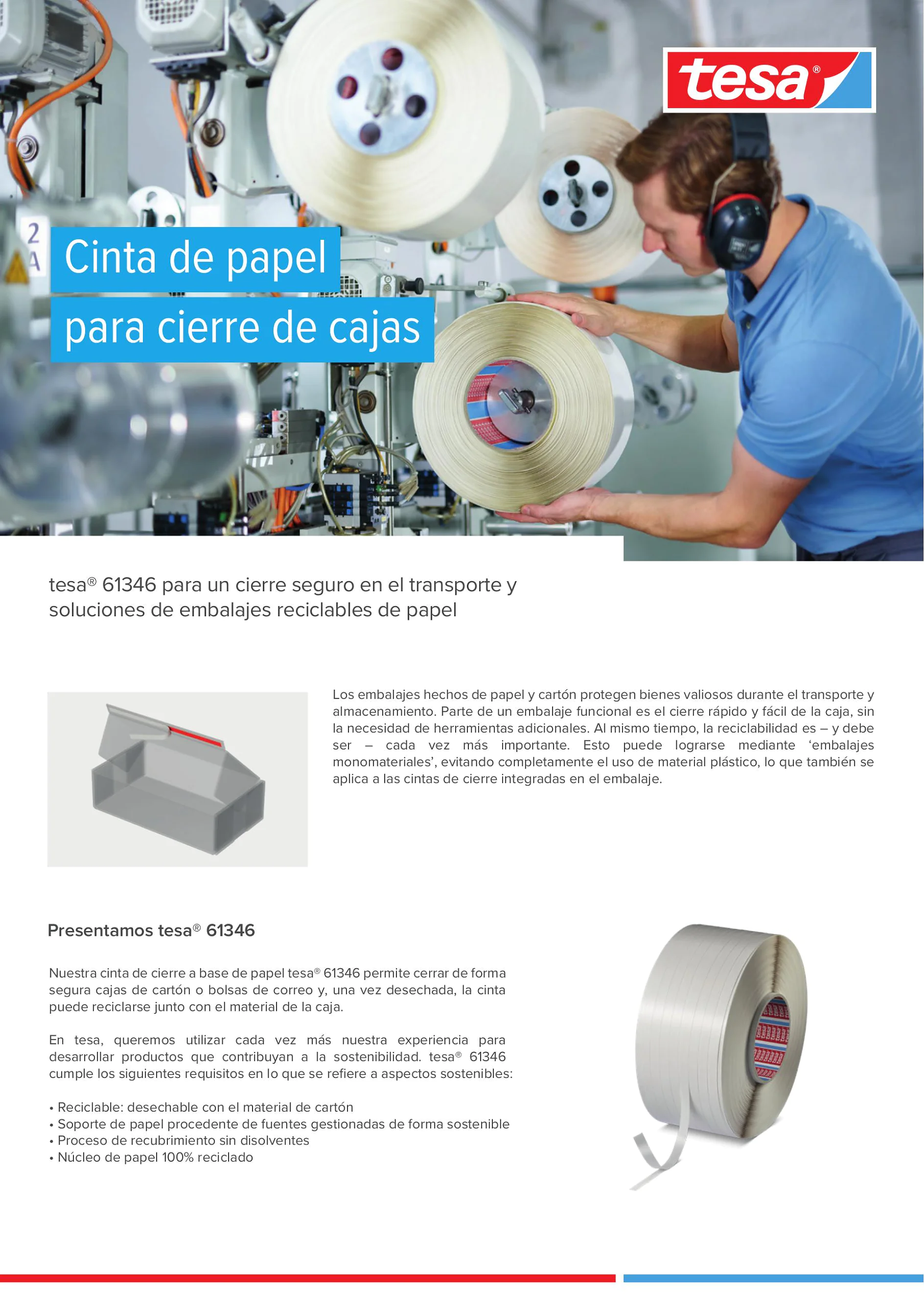 tesa® 61346 Cinta de papel para cierre de cajas