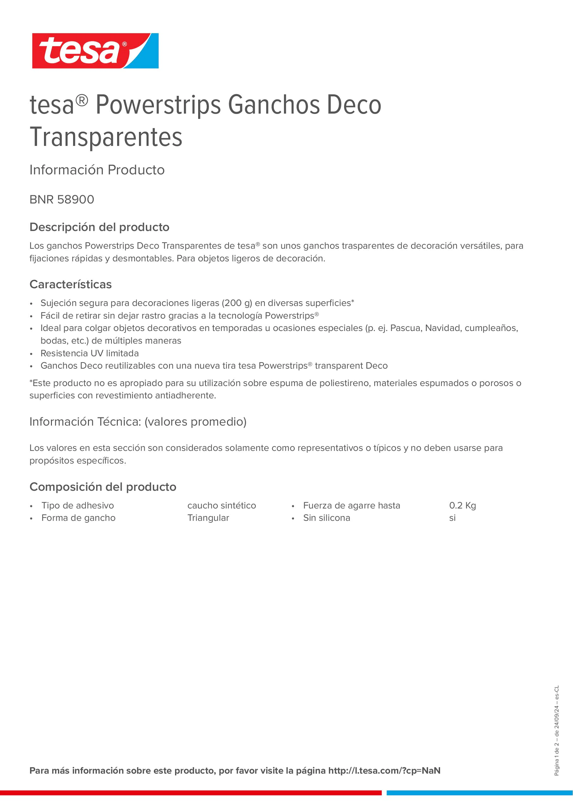 Product information_tesa® Powerstrips 58900_es-CL