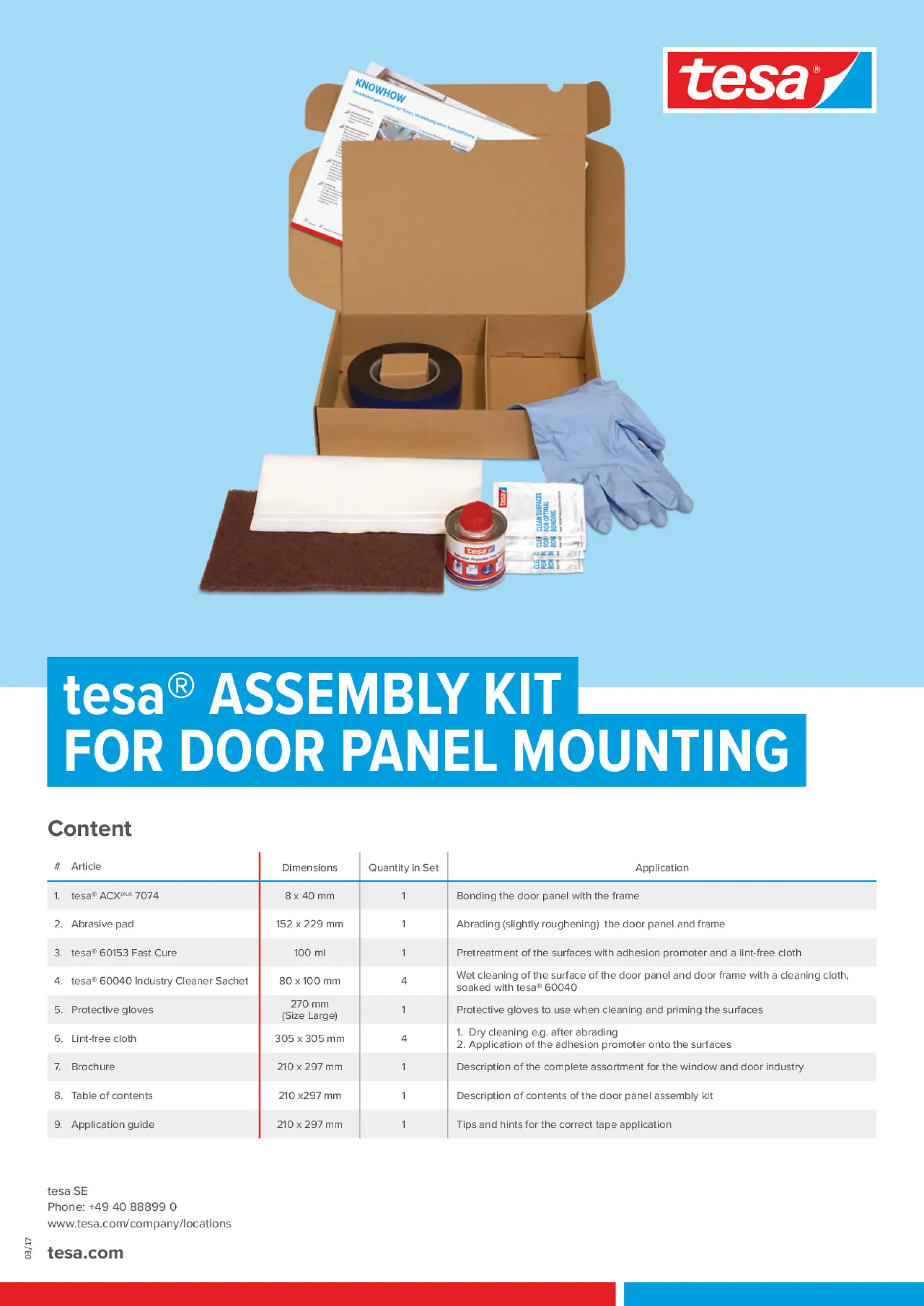 Kit de montaje tesa® para paneles de puerta