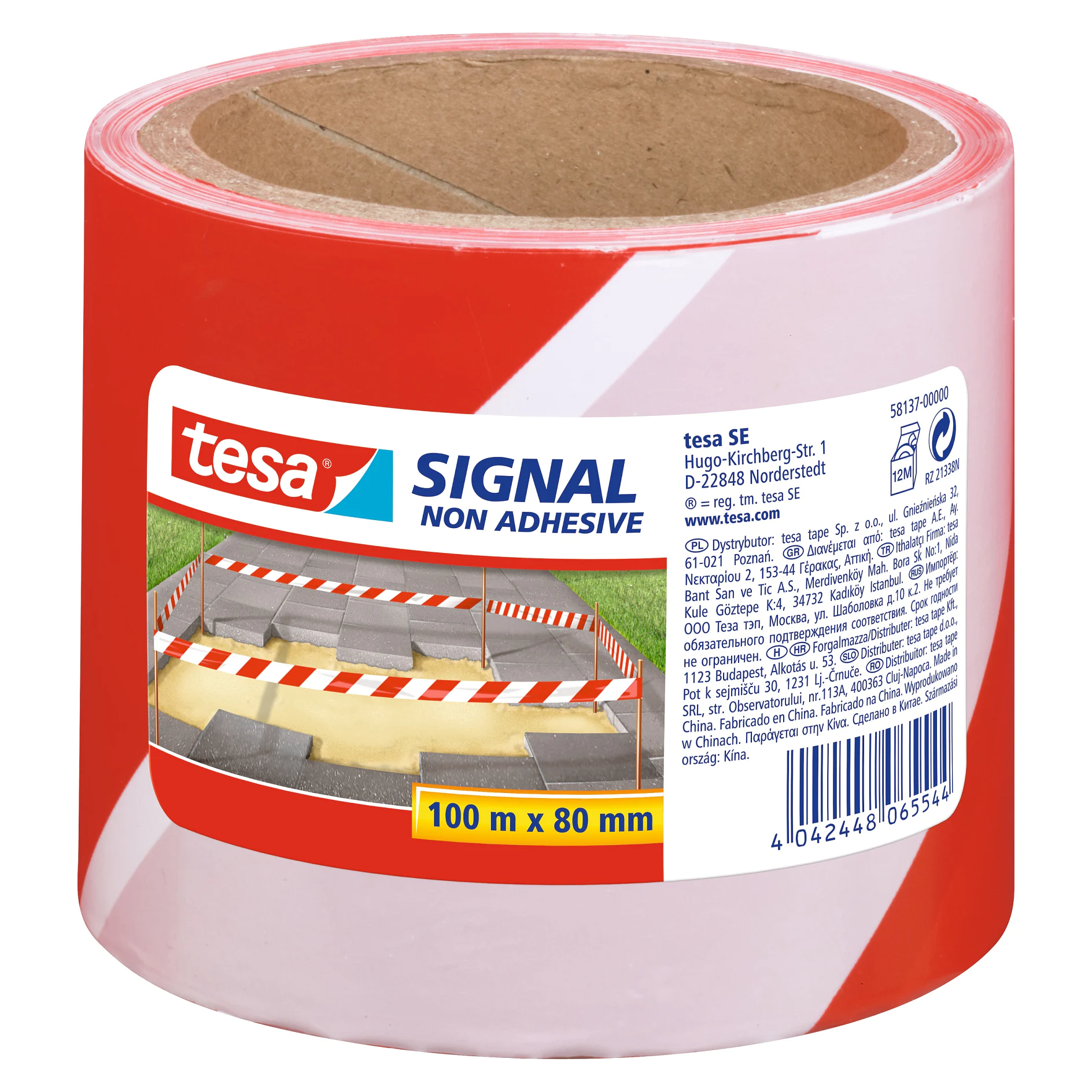 [en-en] tesa Signal Warning-Marking tape,non-adhesive,red-white,100m x 80mm