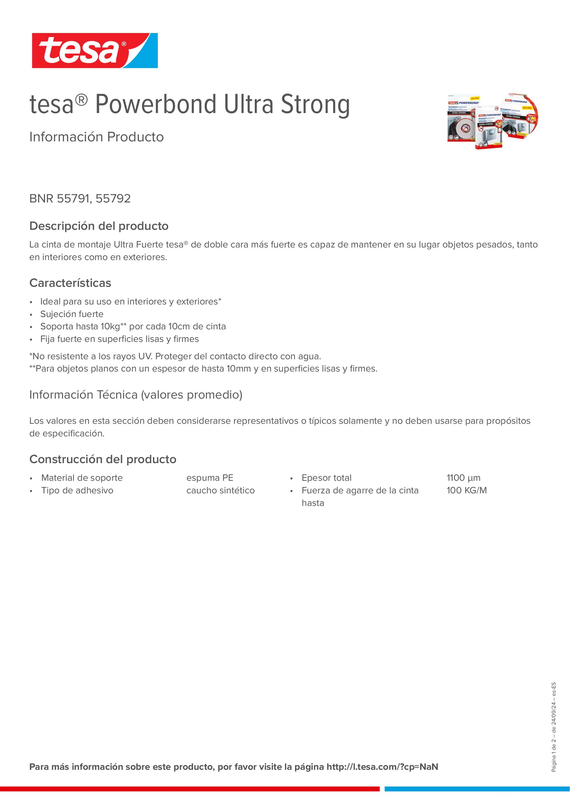 Product information_tesa® Powerbond 55791_es-ES