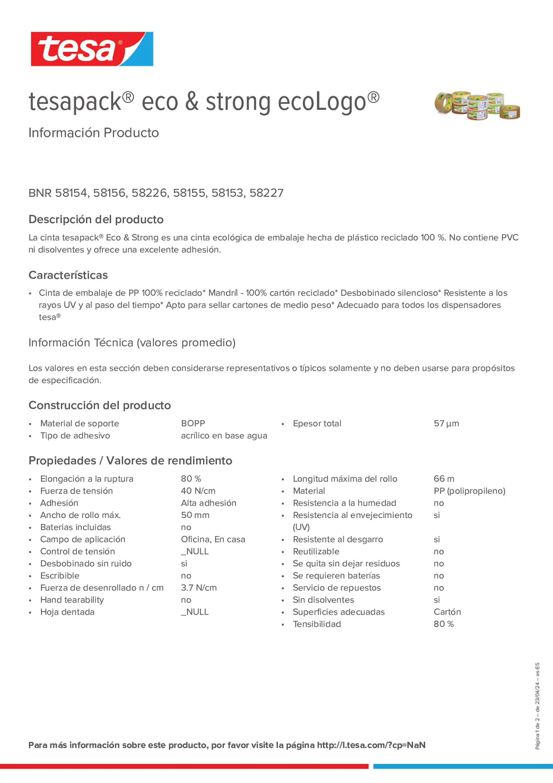 Product information_tesapack® 58154_es-ES