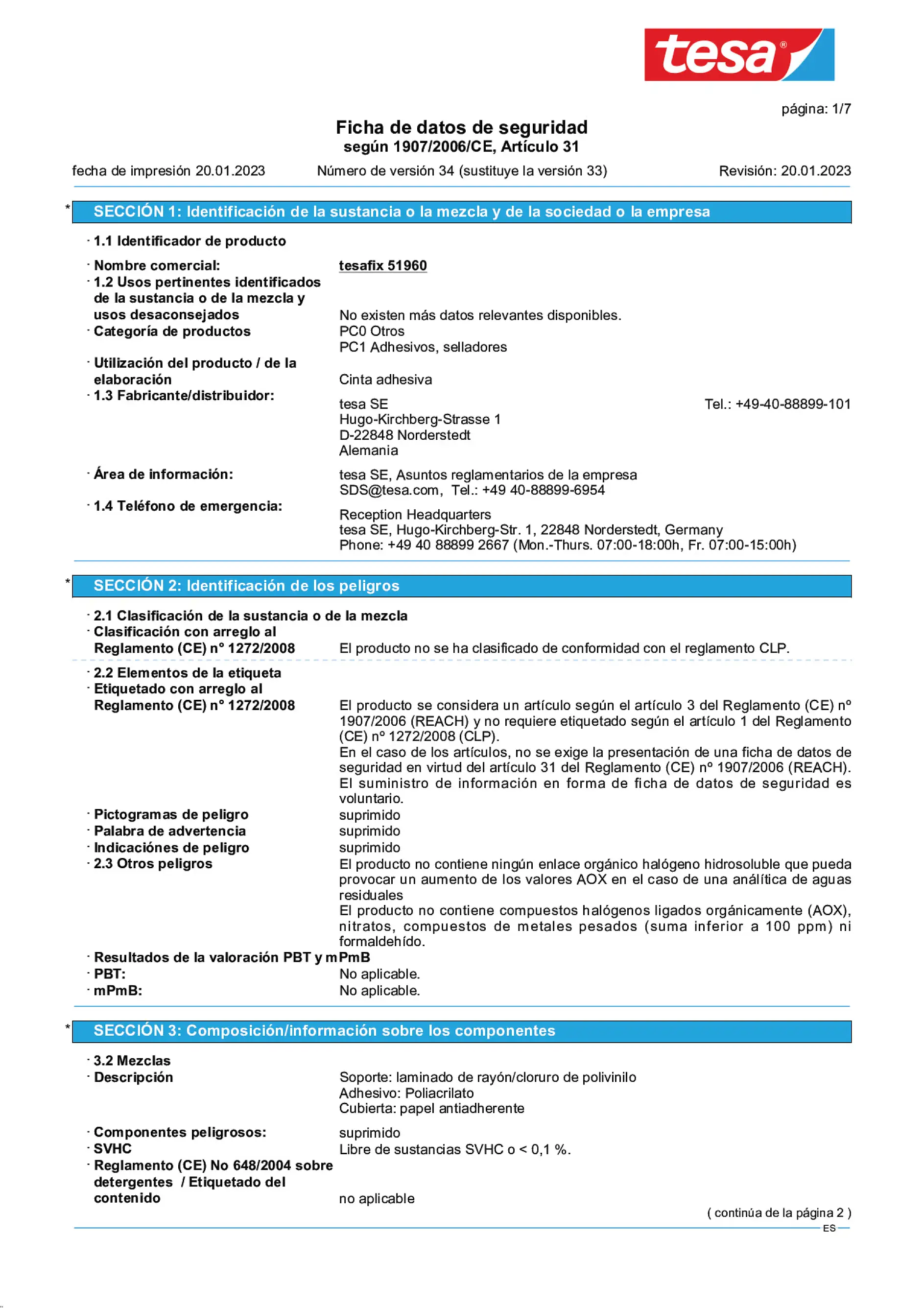 Safety data sheet_tesa® 51960_es-ES_v34