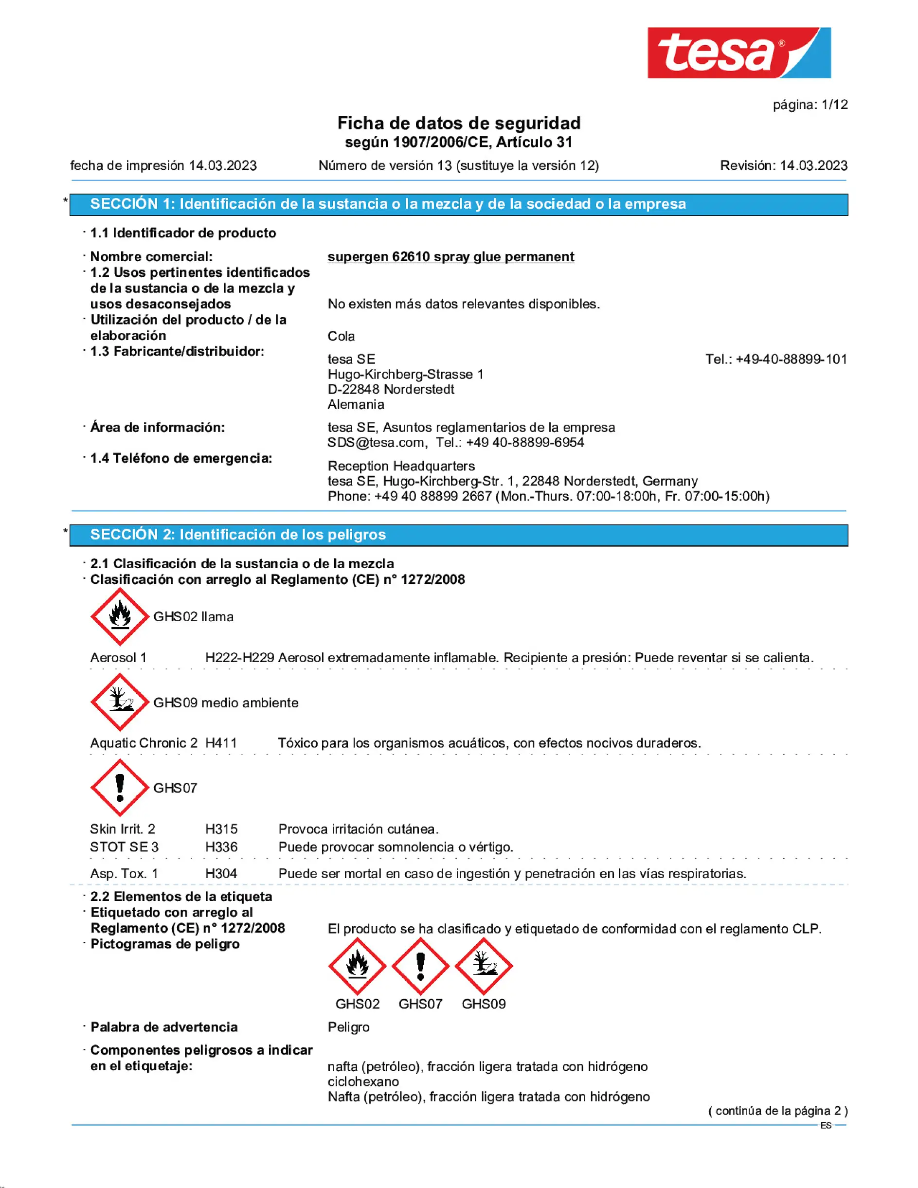 Safety data sheet_Supergen® 62610_es-ES_v13