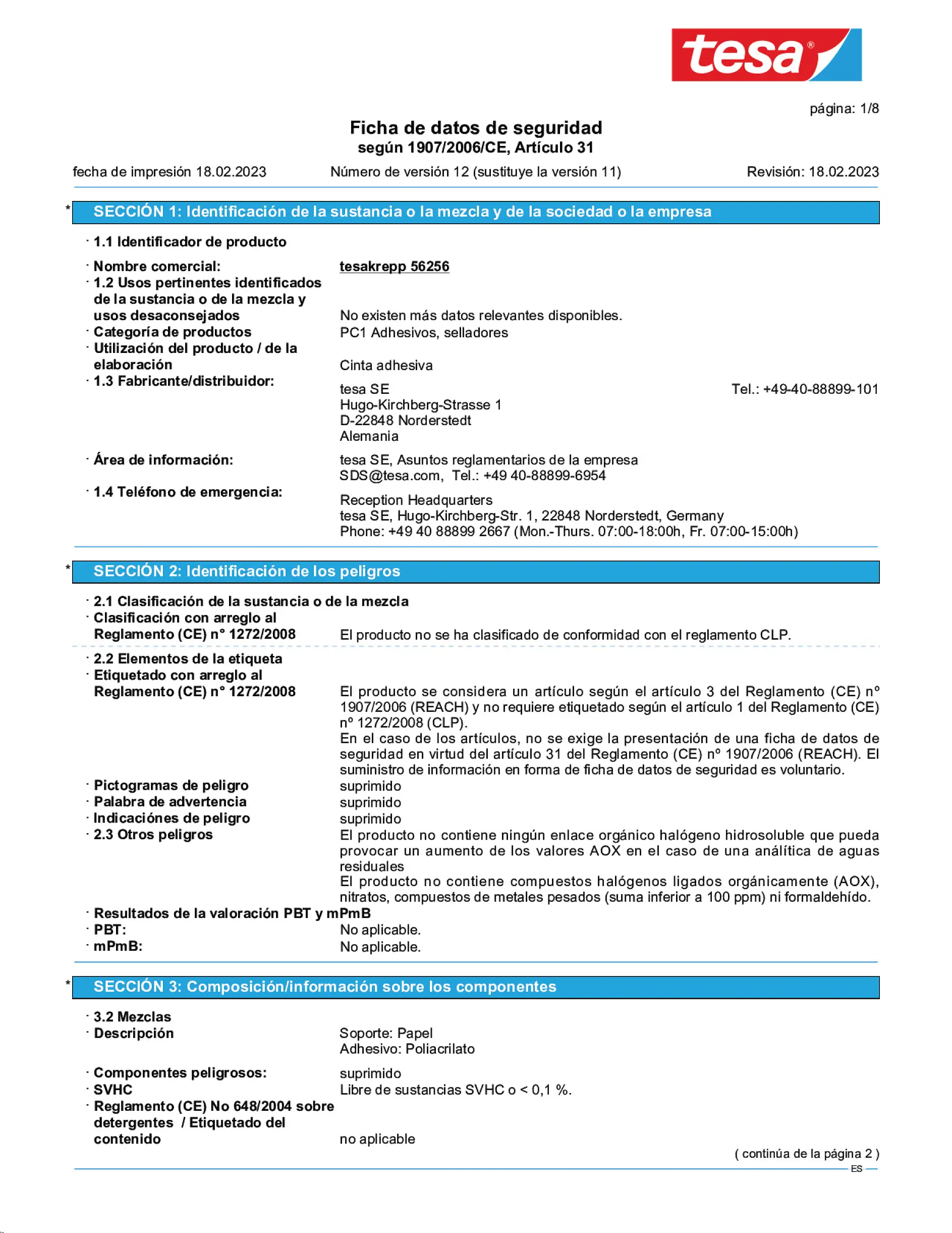 Safety data sheet_tesa® 56260_es-ES_v12