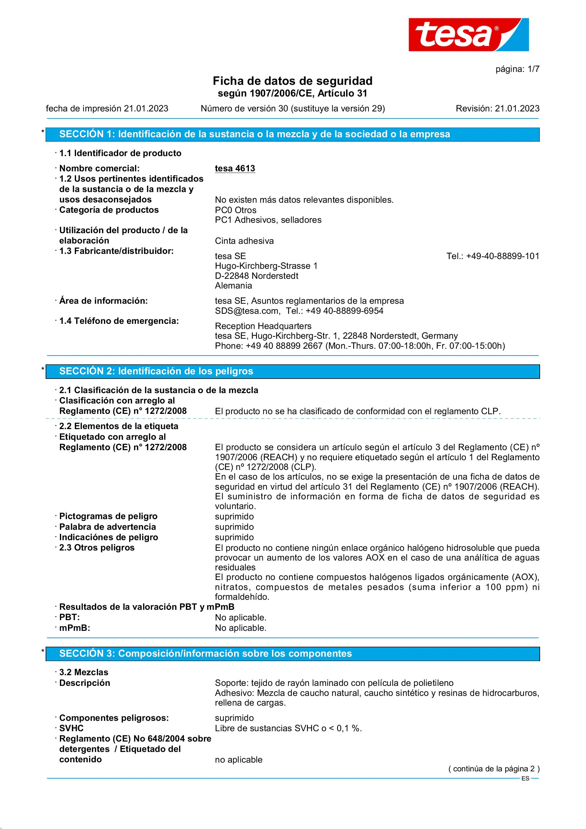 Safety data sheet_tesa® Professional 04613_es-ES_v30