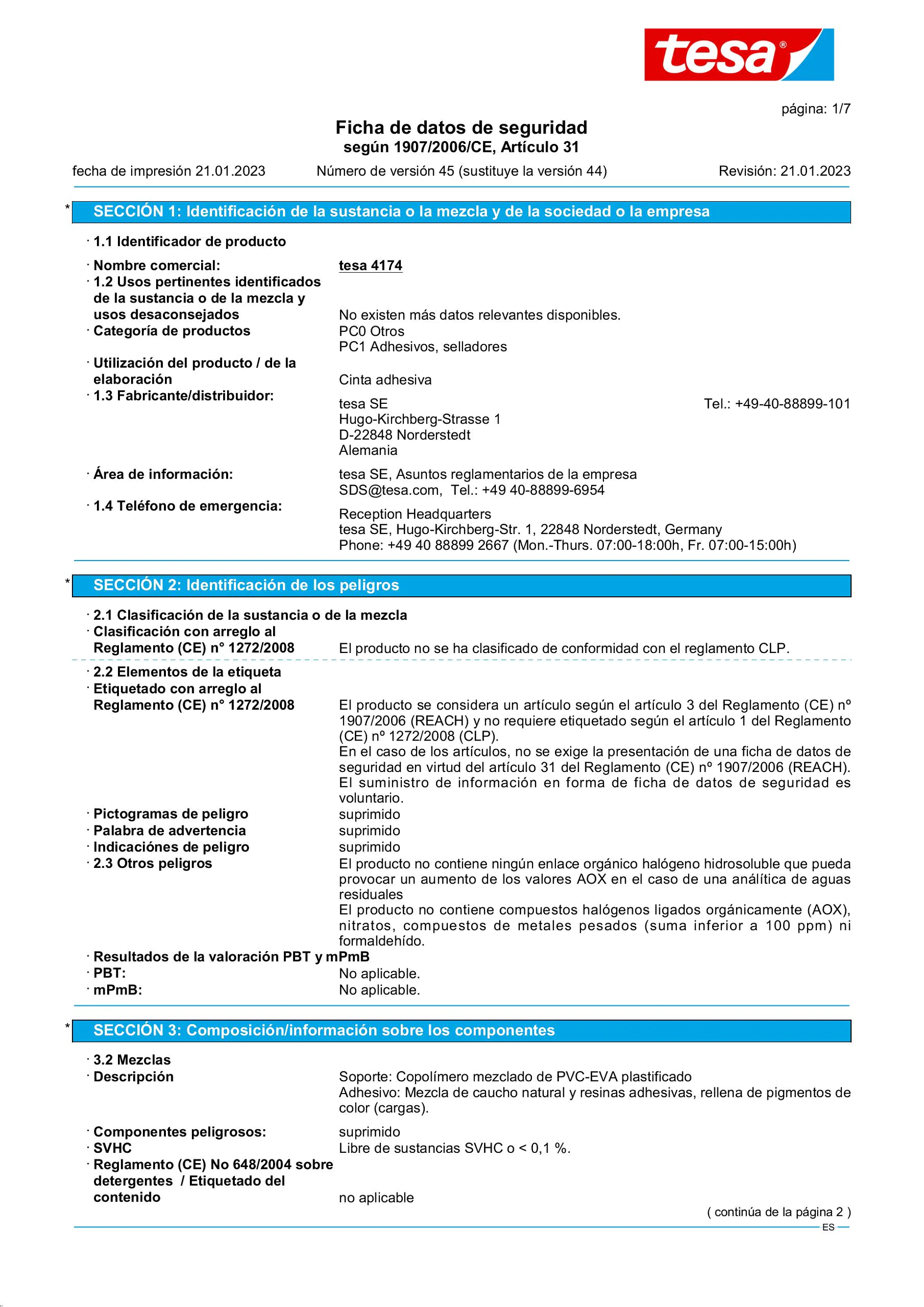 Safety data sheet_tesa® 4174_es-ES_v45