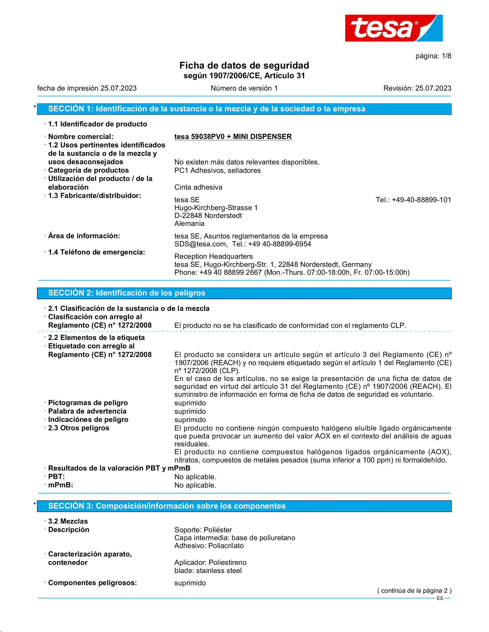 Safety data sheet_tesafilm® 59038_es-ES_v1