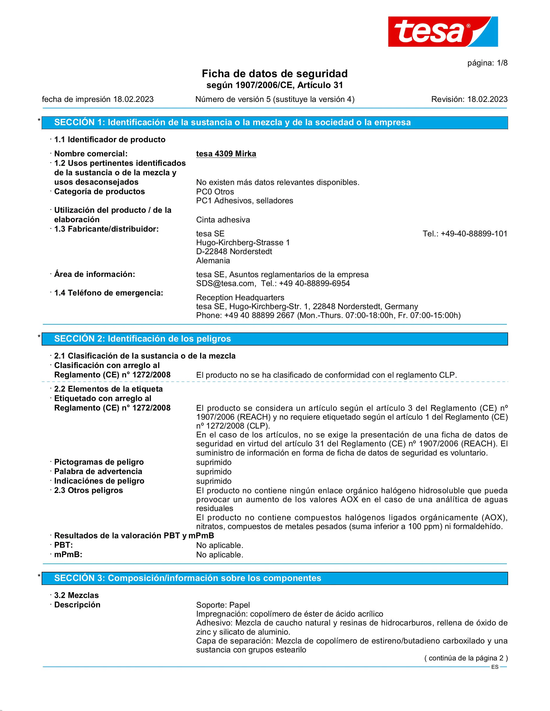 Safety data sheet_tesa® 04309_es-ES_v5