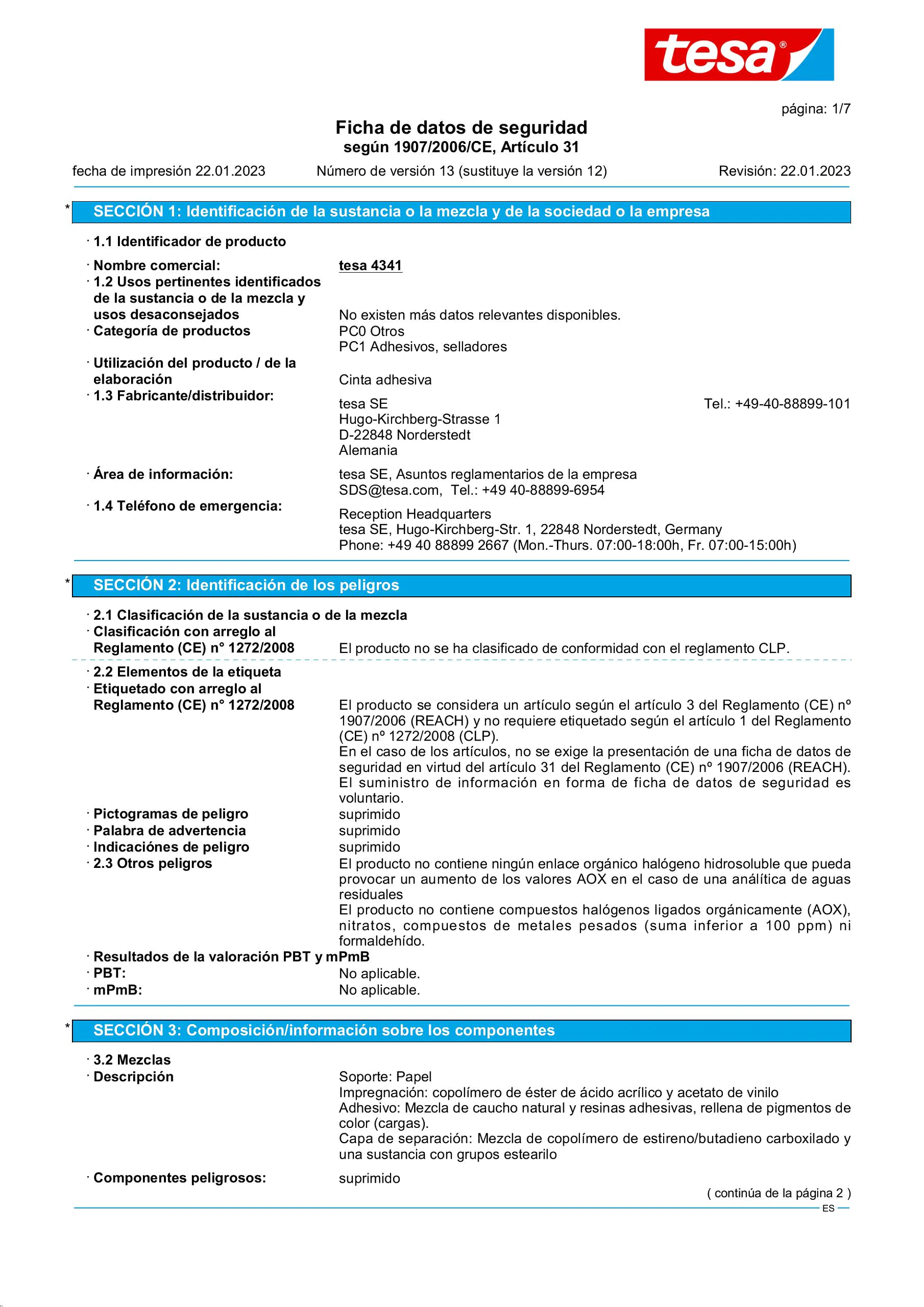 Safety data sheet_tesa® 4341_es-ES_v13