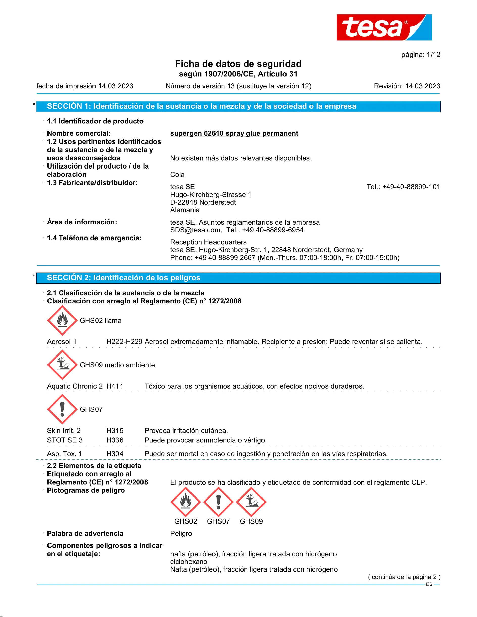 Safety data sheet_Supergen® 62610_es-ES_v13