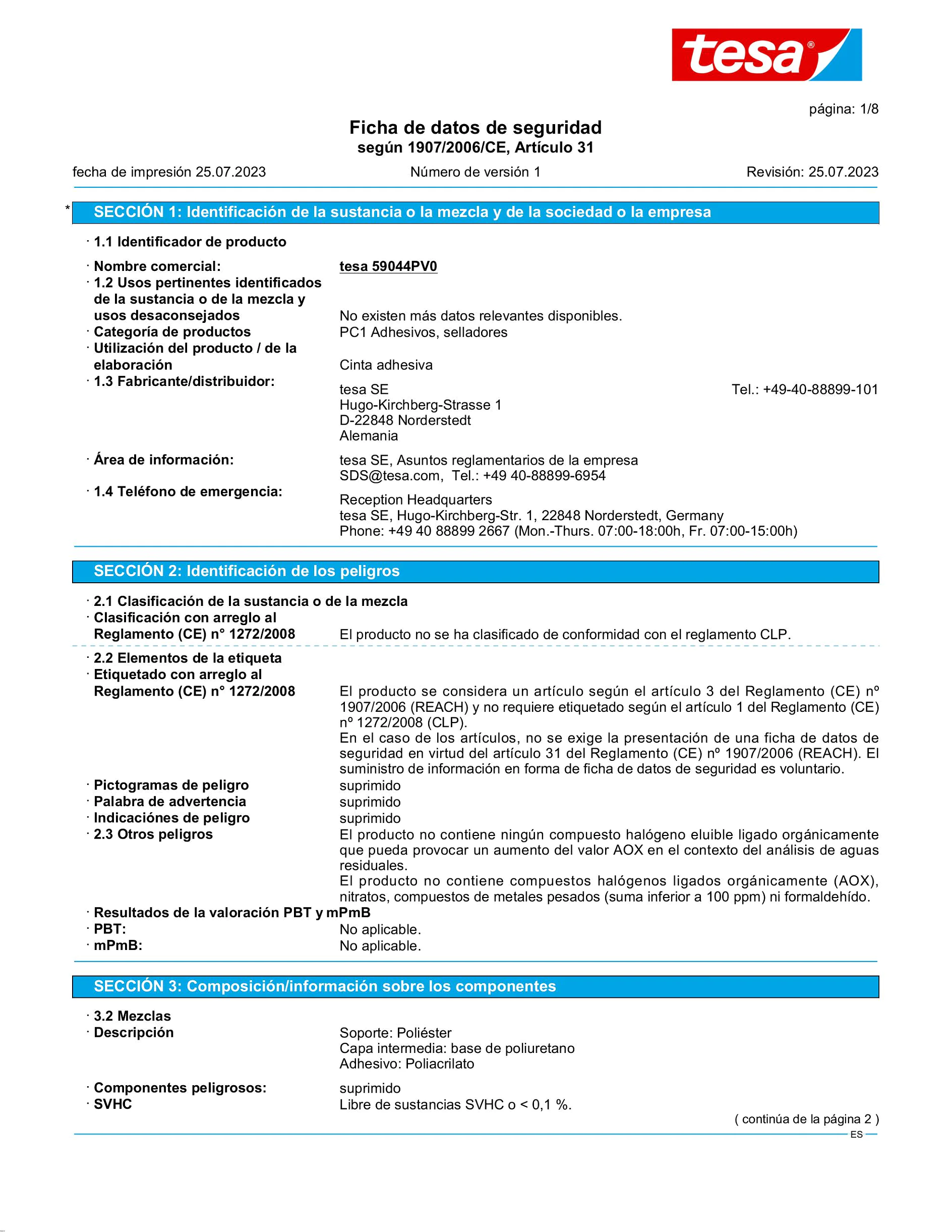 Safety data sheet_tesafilm® 59036_es-ES_v1